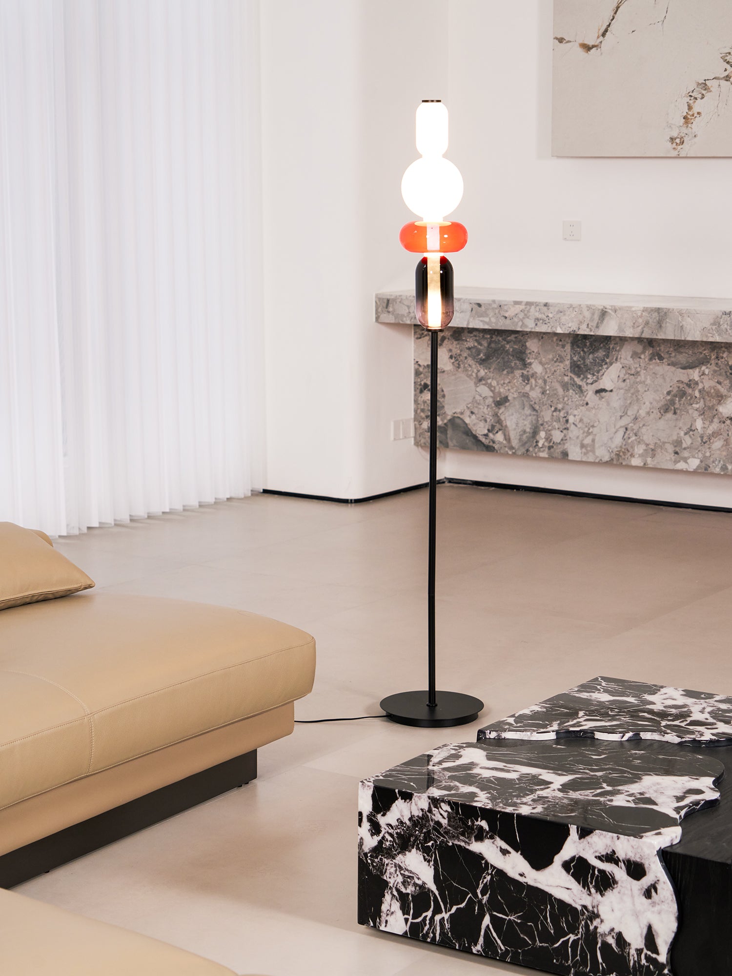 Candied Glass Floor Lamp - Modern LED Standing Light for Living Room, Bedroom & Office Decor - Warm White Ambient Lighting