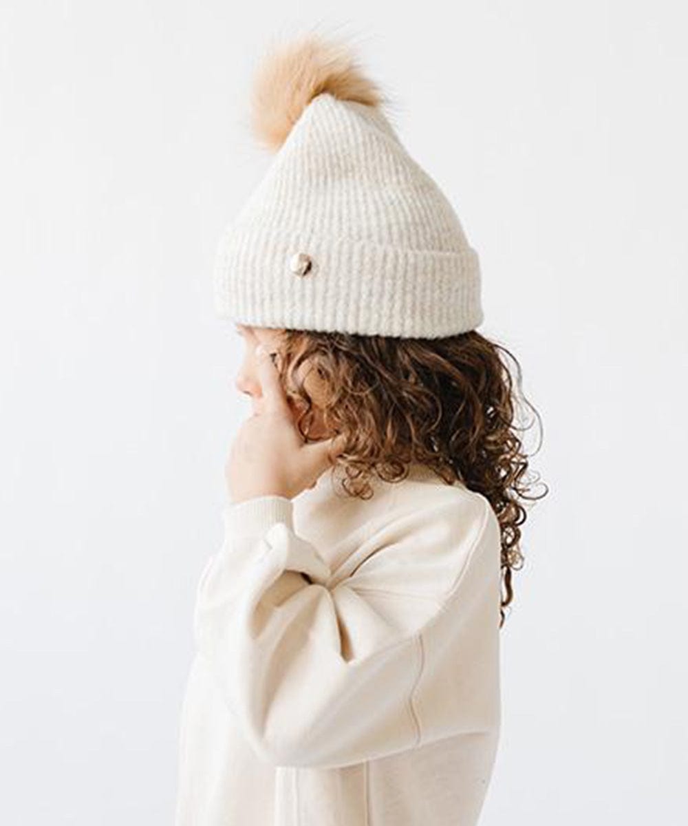 Milo Kids Pom Beanie - Soft Winter Hat for Boys & Girls - Warm Knit Beanie with Faux Fur Pom Pom - Perfect for Snow Play, Outdoor Activities & Cold Weather Fashion