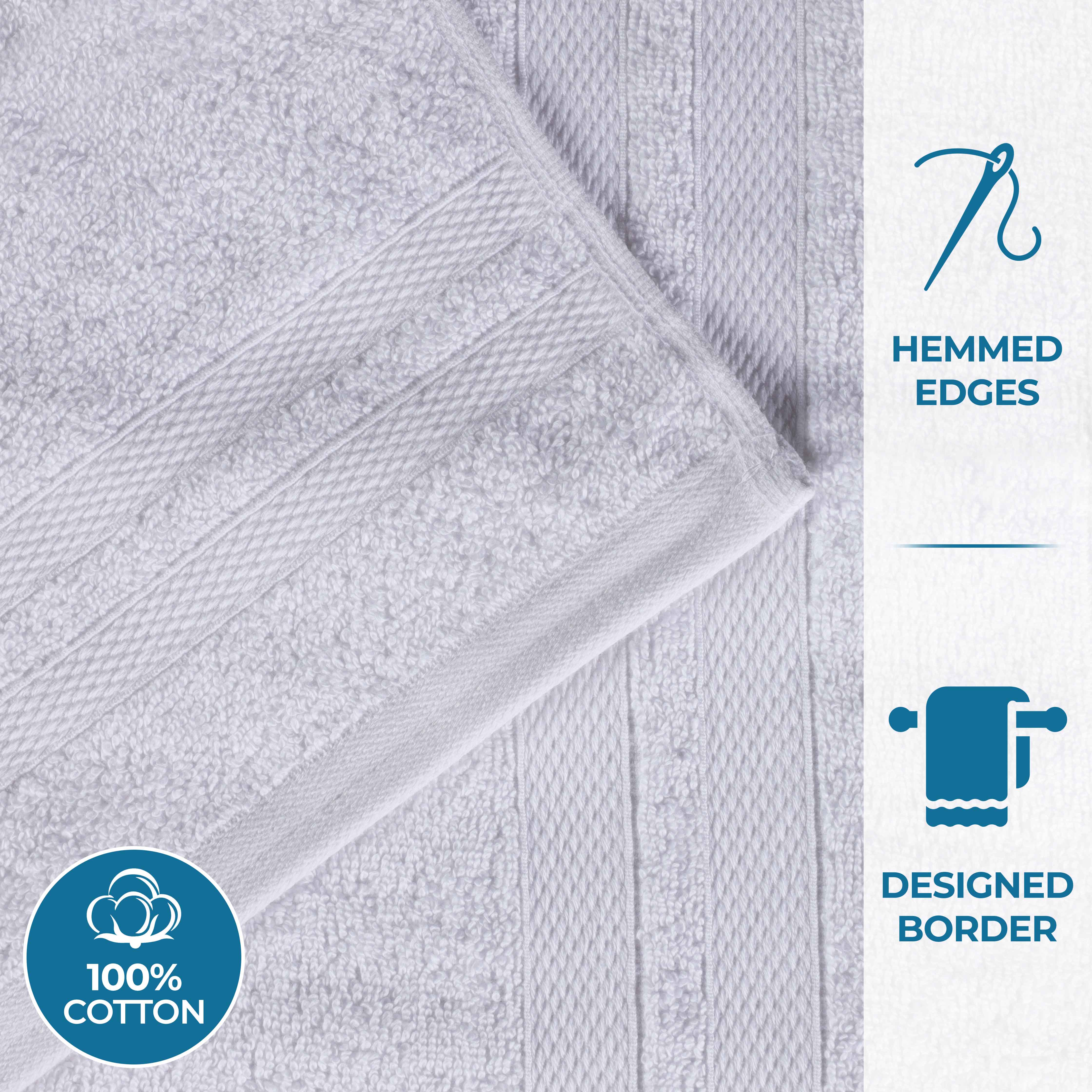 Ultra Soft Cotton Absorbent Bath Towel Set - 6 Piece Solid Color Towels for Bathroom, Spa, Gym & Beach | Quick Drying & Plush