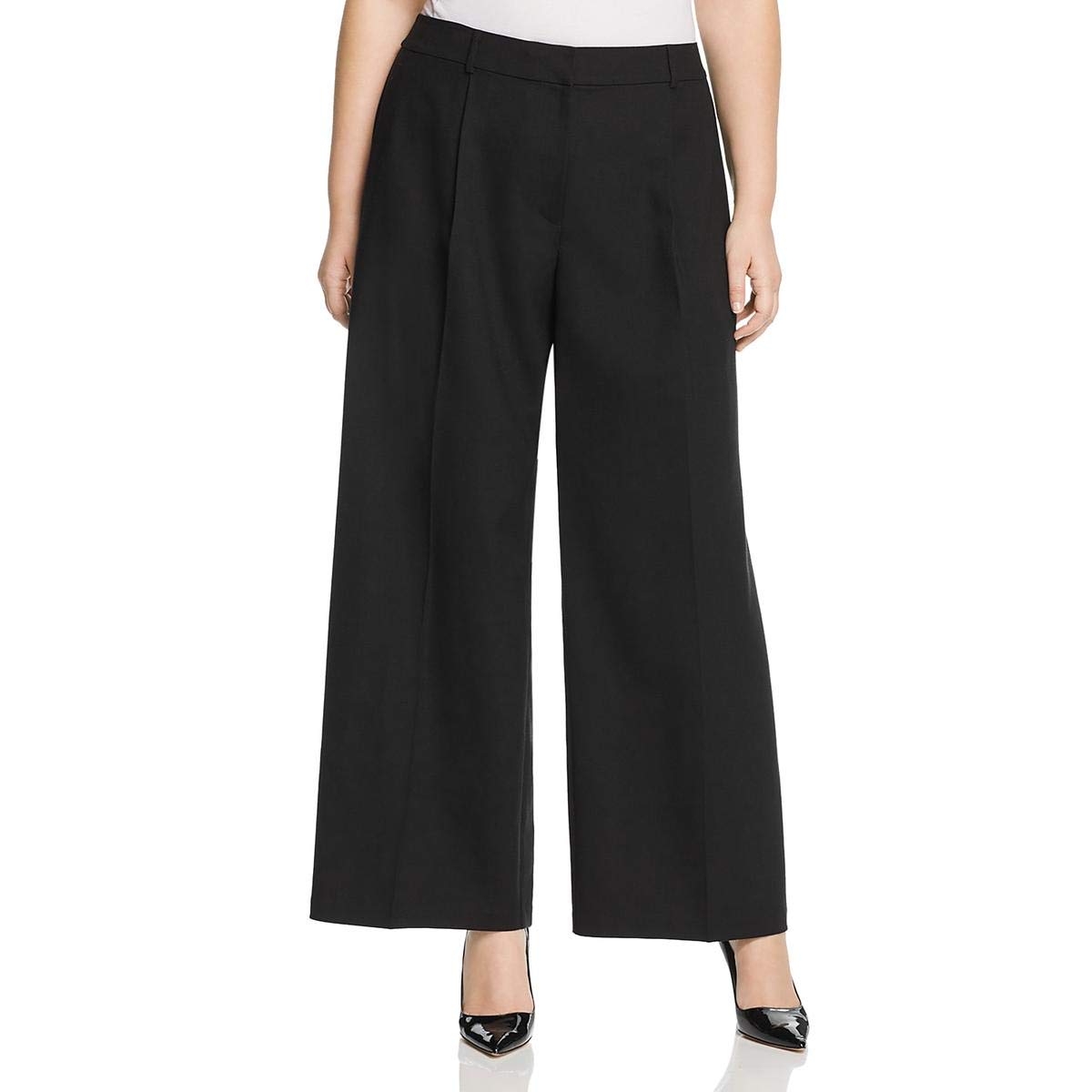Eileen Fisher Women's Plus Size Wide Calf Drapey Trouser Pants - Black 16W | Comfortable & Stylish Work Pants for Office & Business Casual Wear