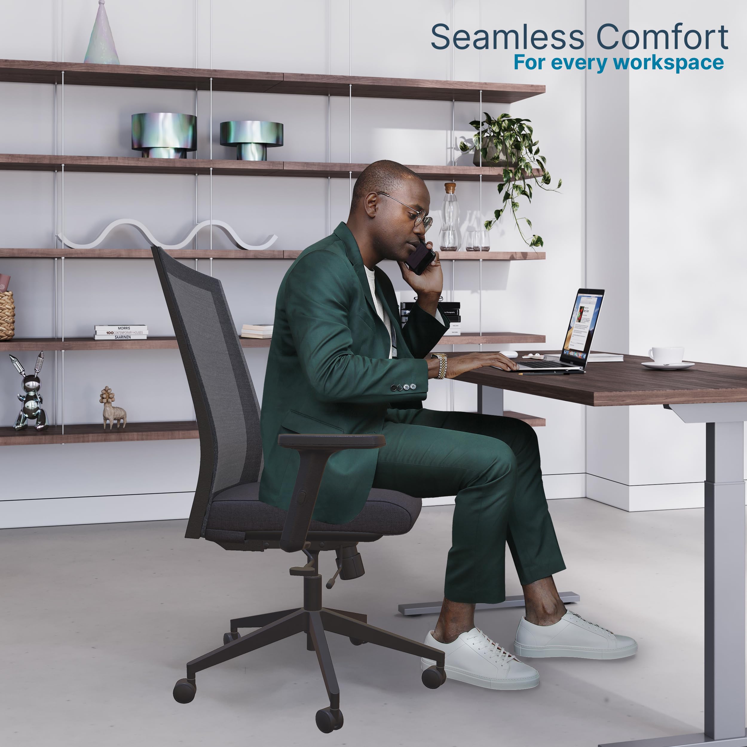 Ergonomic Mesh Office Chair with Adjustable Height & Tilt - Nexys Home Swivel Desk Chair with Wheels, Lumbar Support & Breathable Fabric for Long Work Hours - Perfect for Home Office & Gaming (Charcoal)