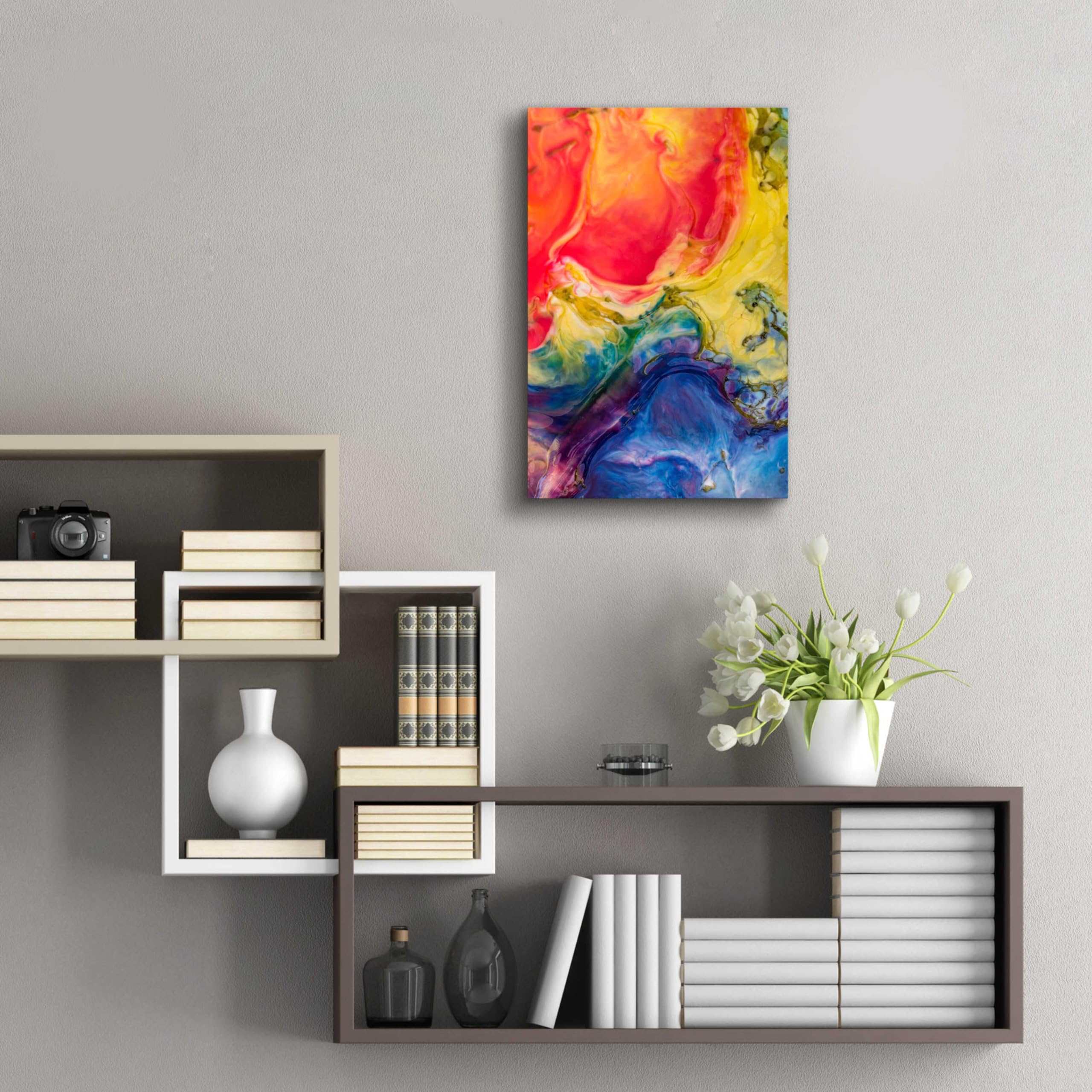 Epic Art 'Ice Cream Flow' Acrylic Glass Wall Painting - 16x24 Inches Modern Home Decor for Living Room, Bedroom & Office