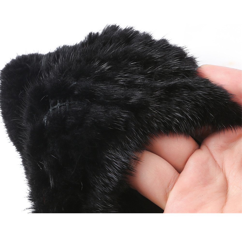 Valpeak Women's Winter Knitted Mink Fur Mittens & Fingerless Gloves - Soft Warm Arm Warmers for Cold Weather - Perfect for Snowboarding, Skiing, and Outdoor Activities