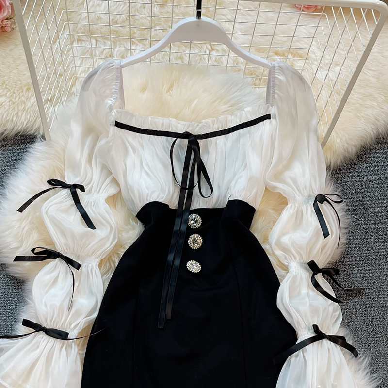 New Spring Mid-Length Open Back Square Collar Dress for Women - Summer 2023 Fashion - Perfect for Beach Vacations, Date Nights & Outdoor Parties
