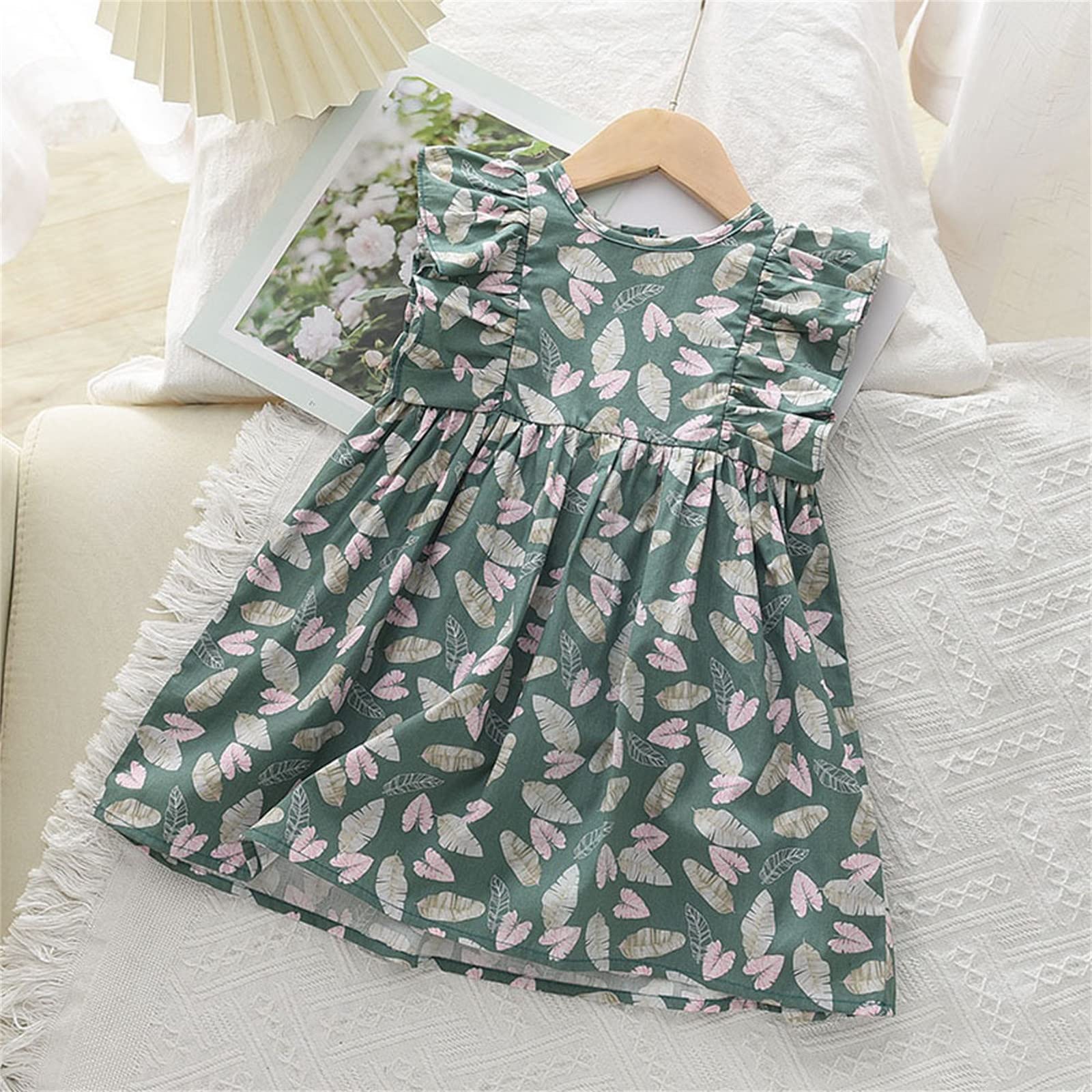 Floral Sleeveless A-Line Ruffle Summer Sundress for Toddler Girls - Cute Princess Dress for Beach, Party & Playtime