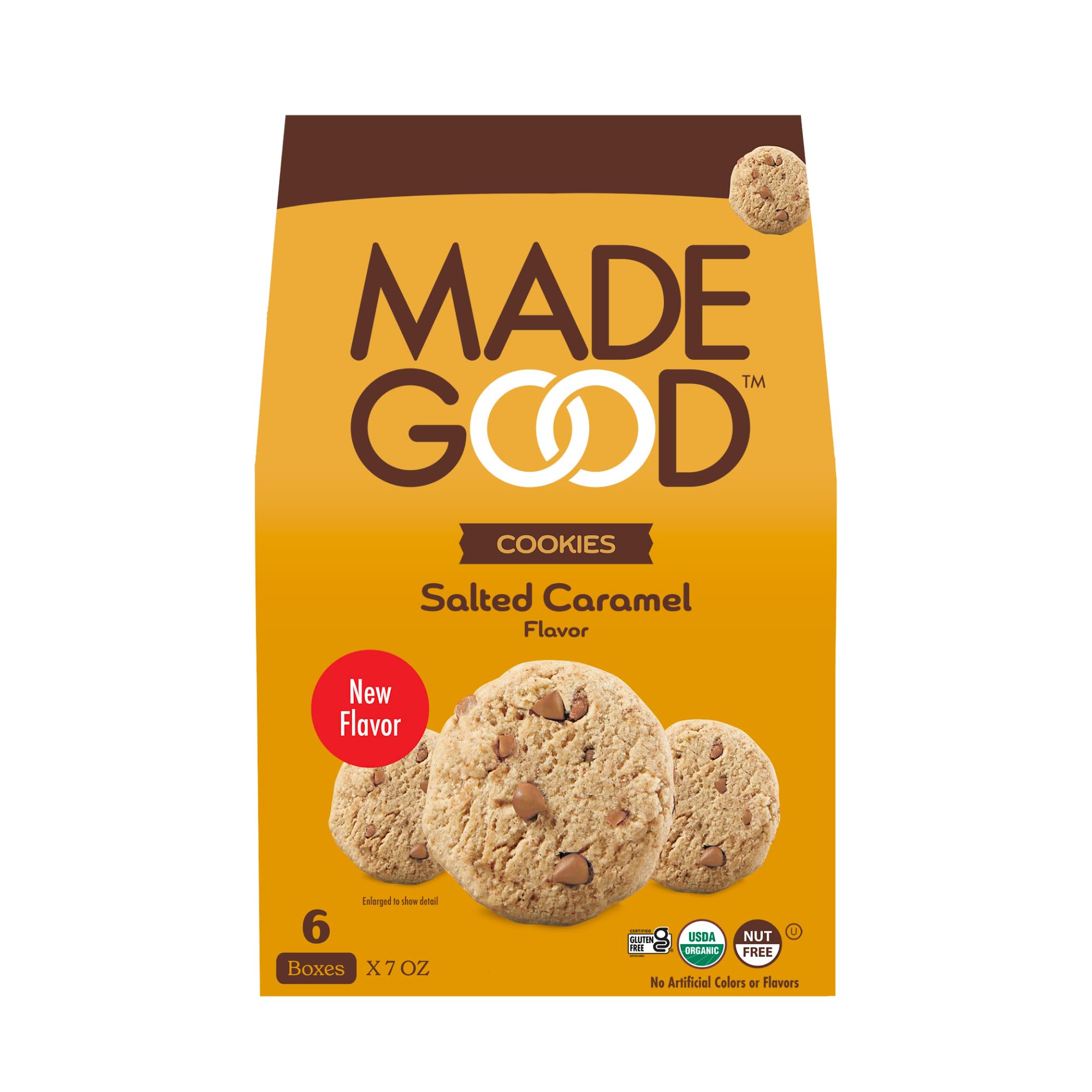Organic Gluten-Free MadeGood Salted Caramel Crunchy Cookies - 6 Pack (7oz Each Box) | Healthy School Snacks, Vegan Treats & On-the-Go Breakfast Options