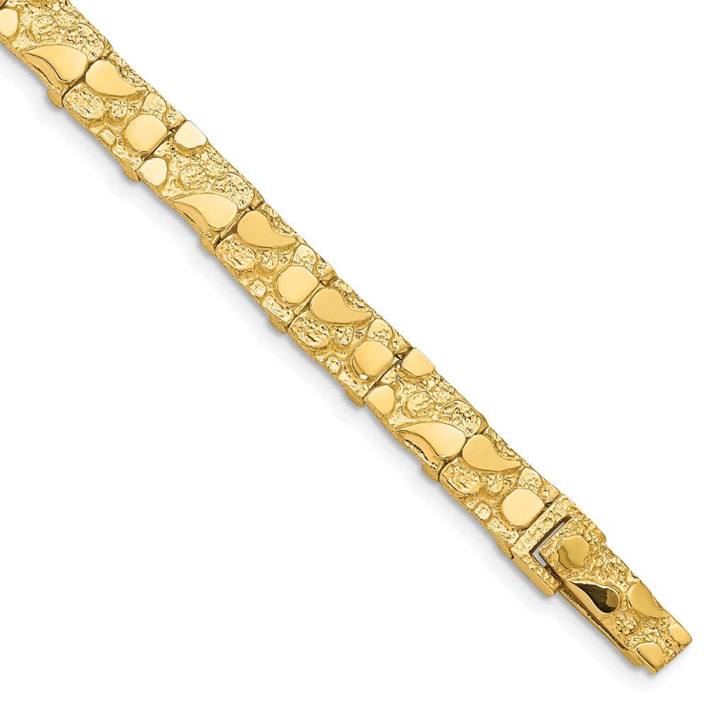 14k Yellow Gold Nugget Bracelet - 7mm Black Bow for Gifts & Parties