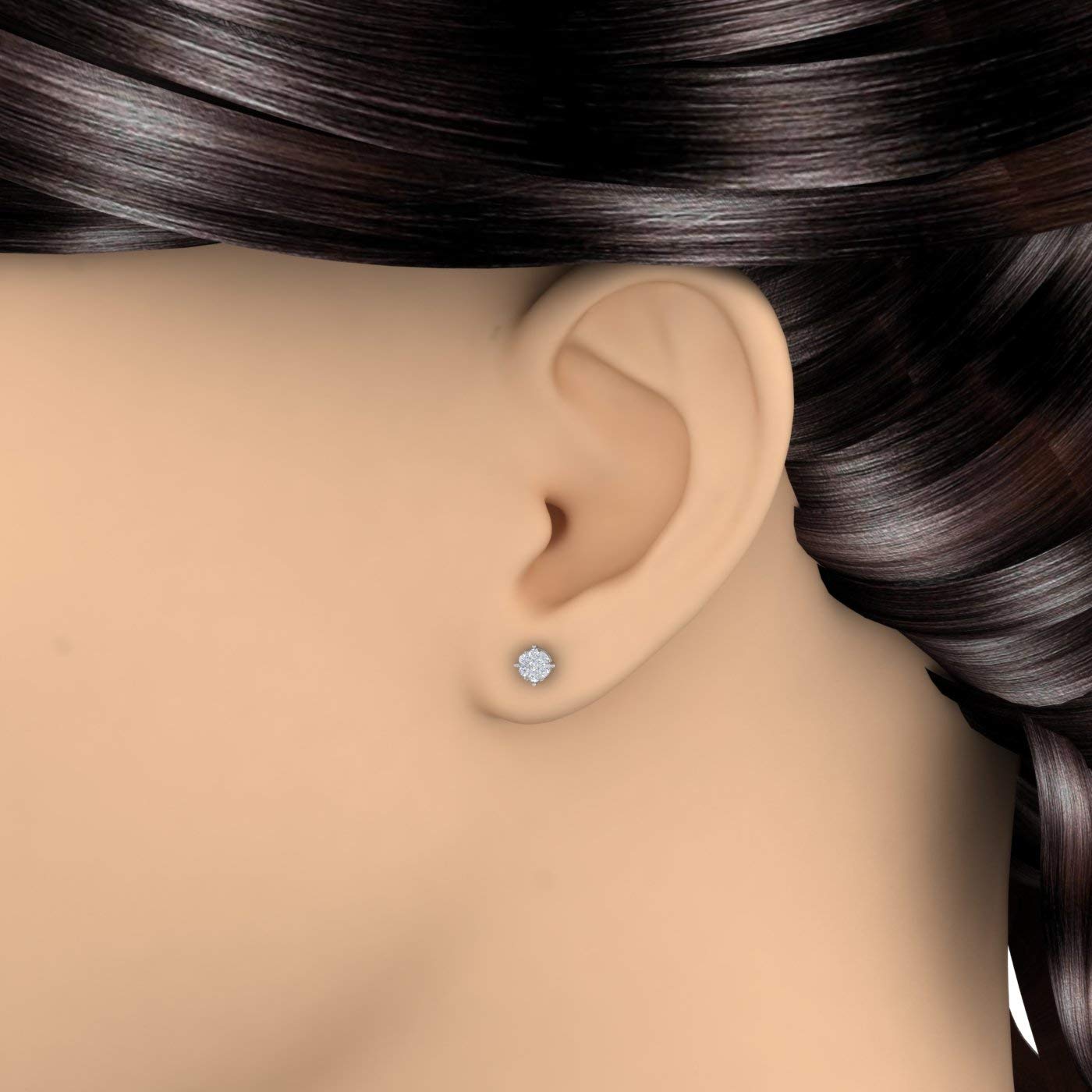 0.15 to 1/5 Carat IGI Certified Diamond Stud Earrings in 925 Sterling Silver - Elegant Cluster Design for Women, Perfect for Weddings, Anniversaries & Special Occasions