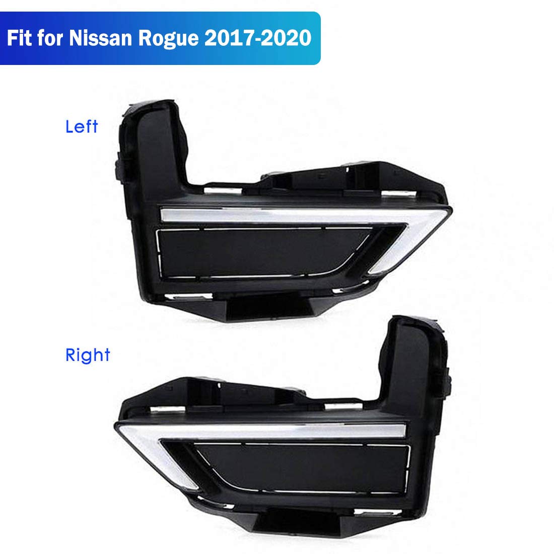 2017-2019 Nissan Rogue LED Fog Lights Replacement - Amber DRL Daytime Running Lights with Black Bezel | Perfect for Night Driving & Enhanced Visibility