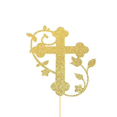 Cross Cake Topper - Elegant God Bless, Baptism & First Communion Cake Decorations - Perfect for Religious Celebrations, Christenings & Special Occasions