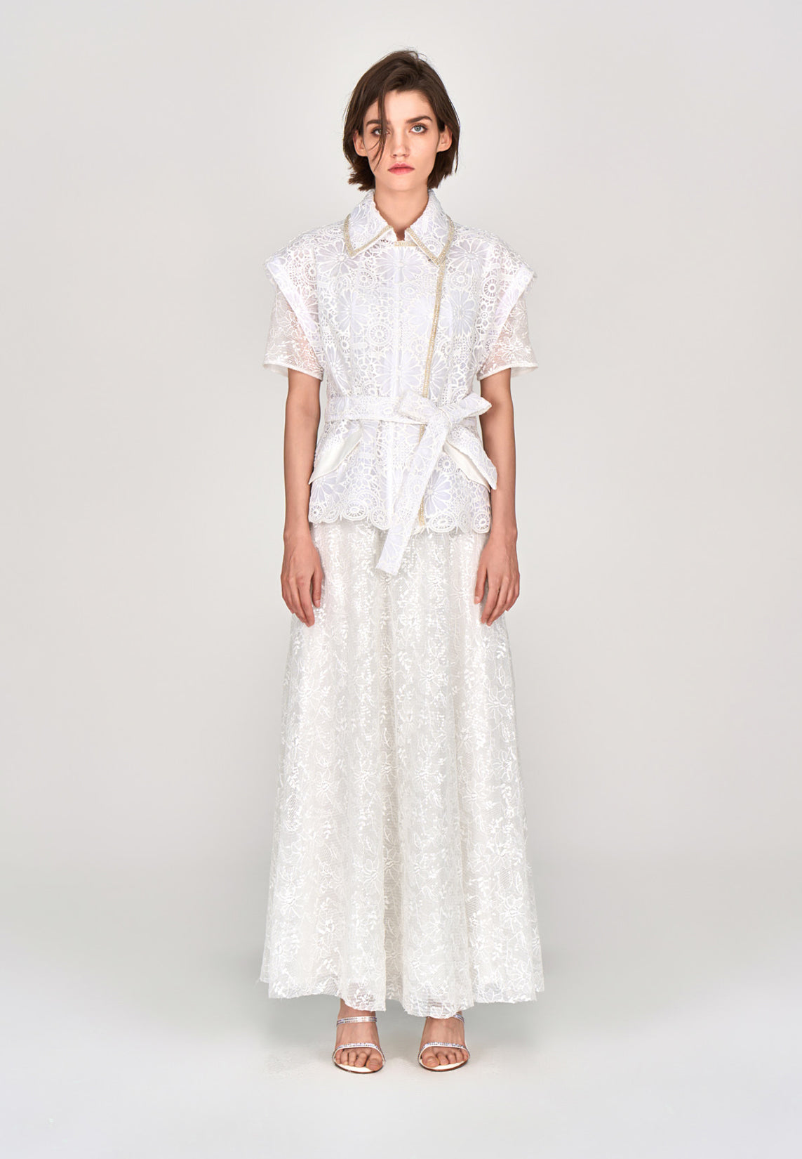 Elegant White Lace Cap Sleeve Tie-Waist Vest for Women - Perfect for Weddings, Parties & Summer Outfits