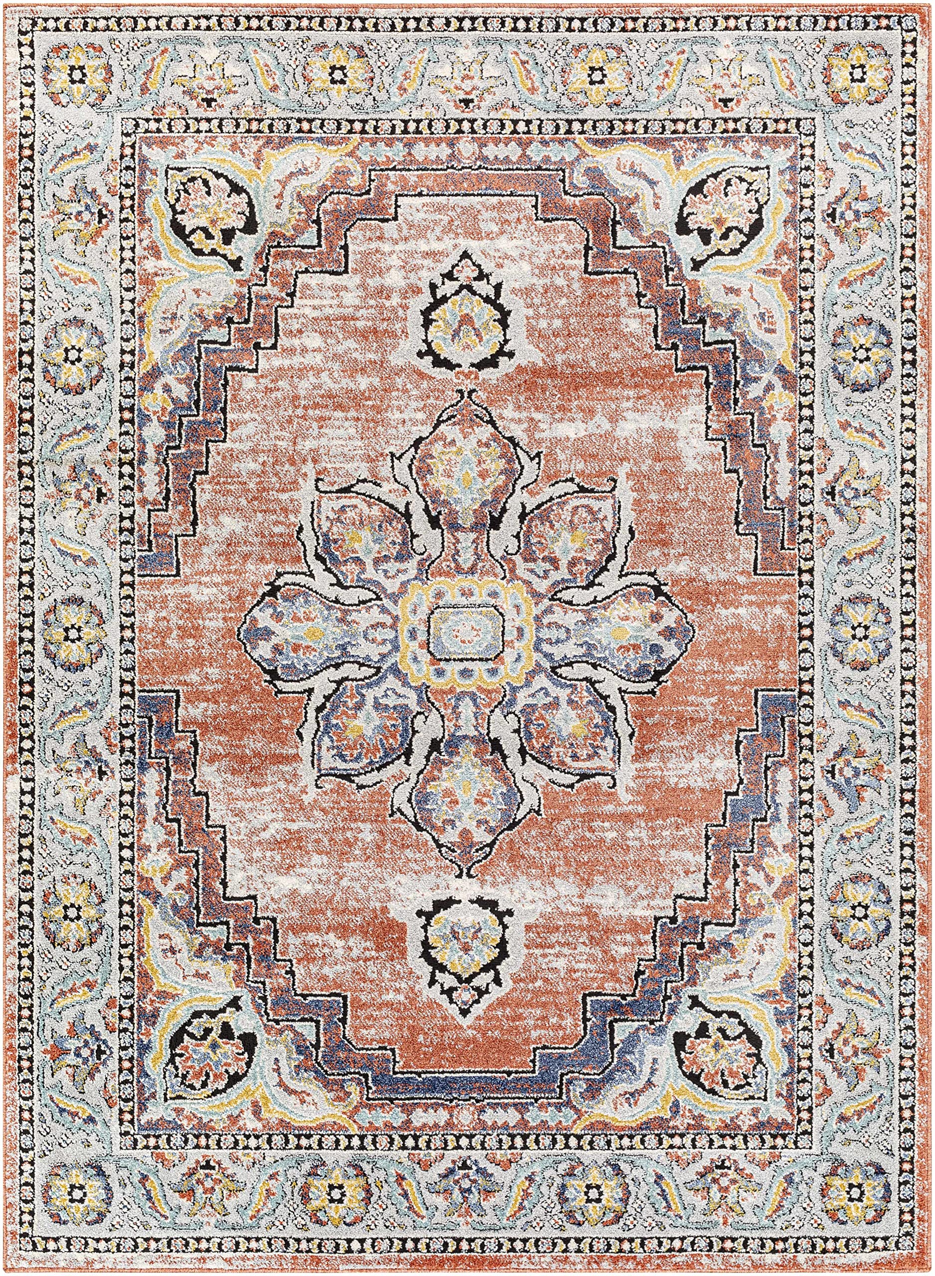 Premium Hauteloom Calilayan Traditional Area Rug - Rust, Blue, Black - 7'10