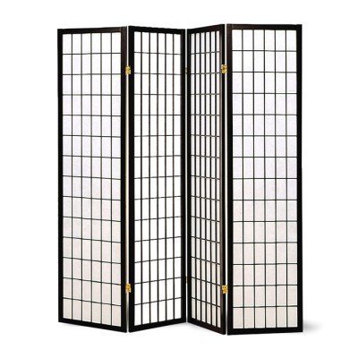 Japanese Shoji Screen Room Divider - 3 to 10 Panel Folding Partition (Black/White/Cherry/Natural Finish) - Perfect for Home Office, Meditation Space & Asian-Inspired Decor