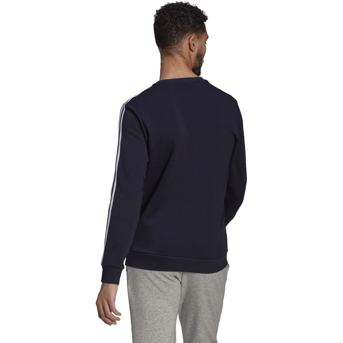 Adidas Men's Essentials Fleece 3-Stripes Sweatshirt | Comfortable Cotton Pullover Hoodie for Casual Wear & Gym | Perfect for Workouts, Lounging & Street Style