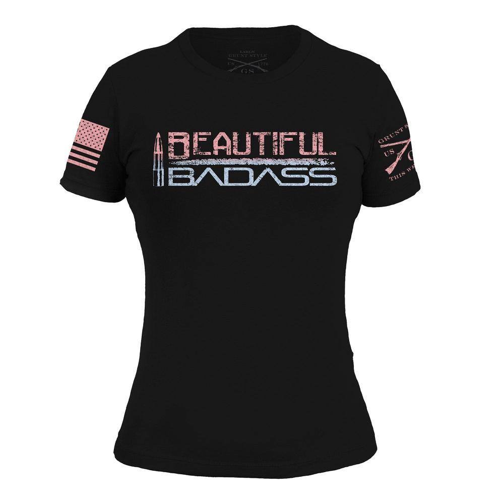 Stylish Women's Badass Ombre Graphic T-Shirt - Black | Trendy Casual Wear for Everyday Outfits & Street Fashion