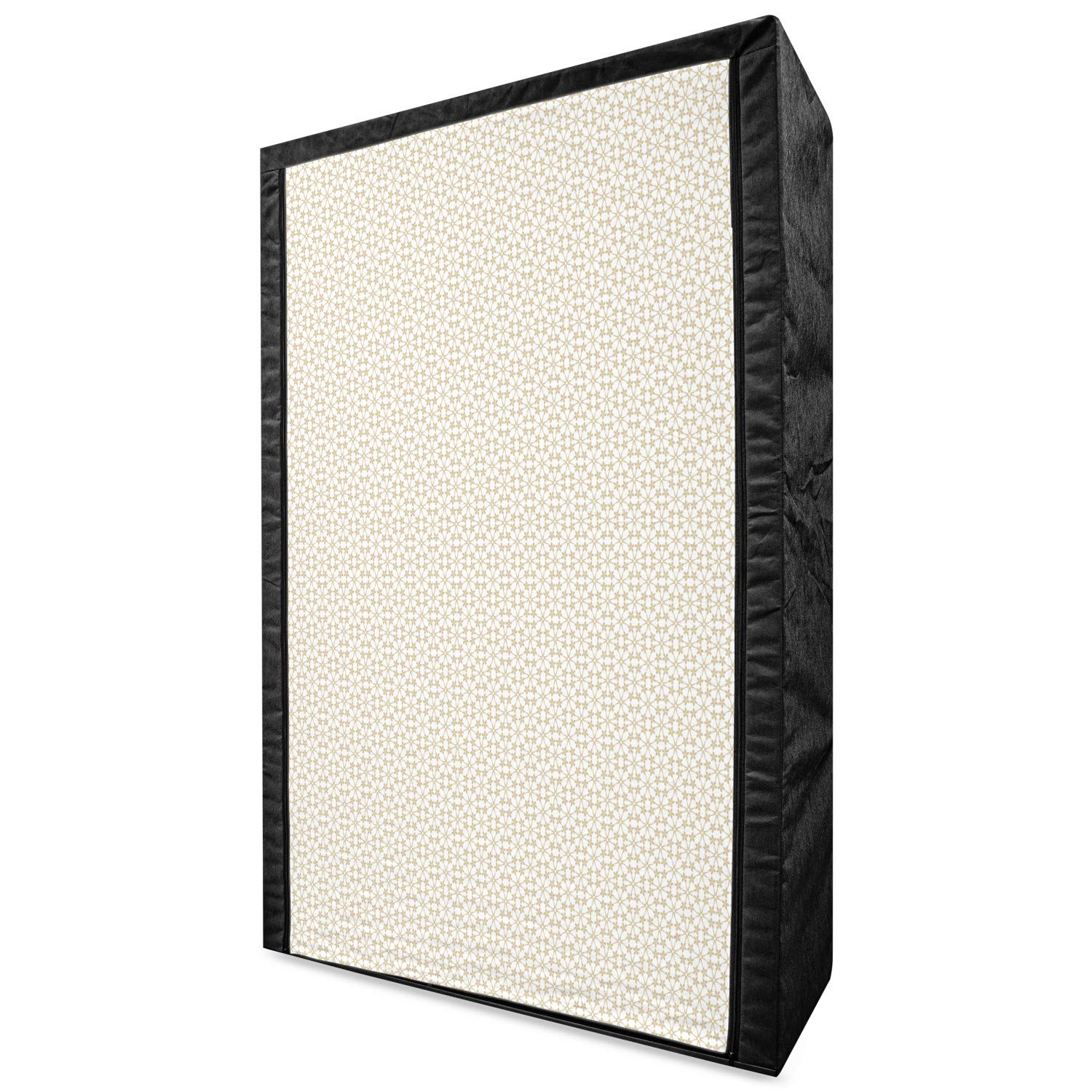 Ambesonne Beige Portable Fabric Wardrobe with Abstract Floral & Star Design - 42.5