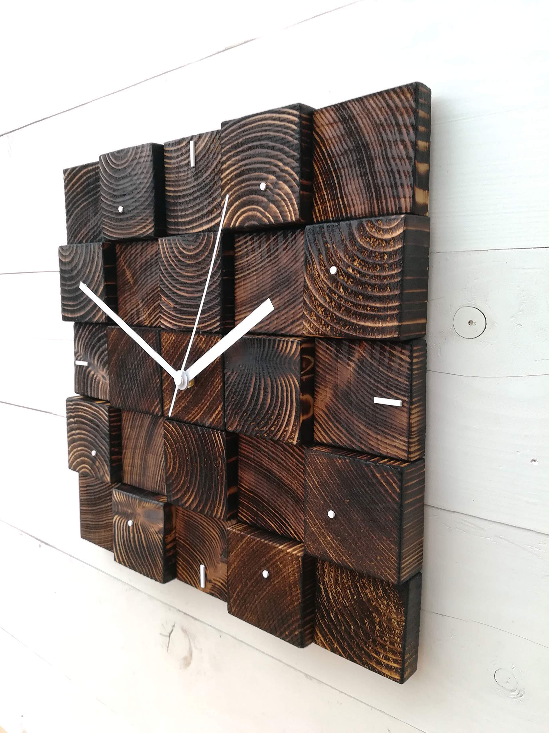 Stylish Wooden Wall Clock with Moss Decor - Brown Office Clock & Acoustic Sound Panel for Home & Office Decor | Perfect for Living Room, Bedroom, and Workspace