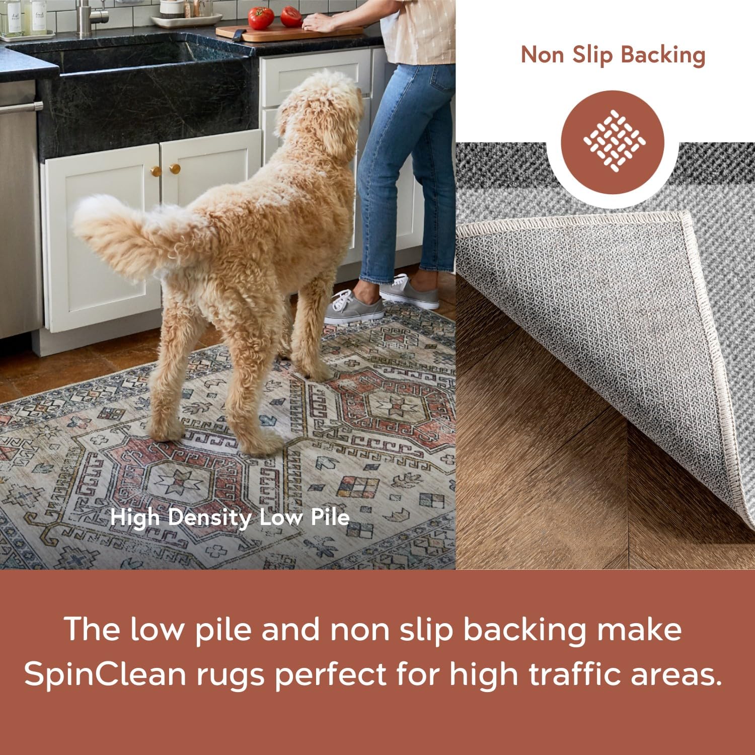 nuLOOM 8' Round SpinClean Machine Washable Stain-Resistant Area Rug with Non-Slip Backing - Low Profile for Living Room, Bedroom & Dining Room - Lucy Grey | Perfect for High-Traffic Areas, Pet-Friendly Homes & Easy Cleaning