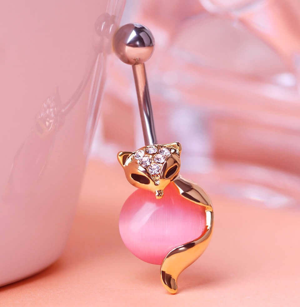 Stylish Fox Belly Button Rings - 316L Surgical Steel Navel Piercing Jewelry for Women | Perfect for Parties, Beach Outings & Everyday Wear