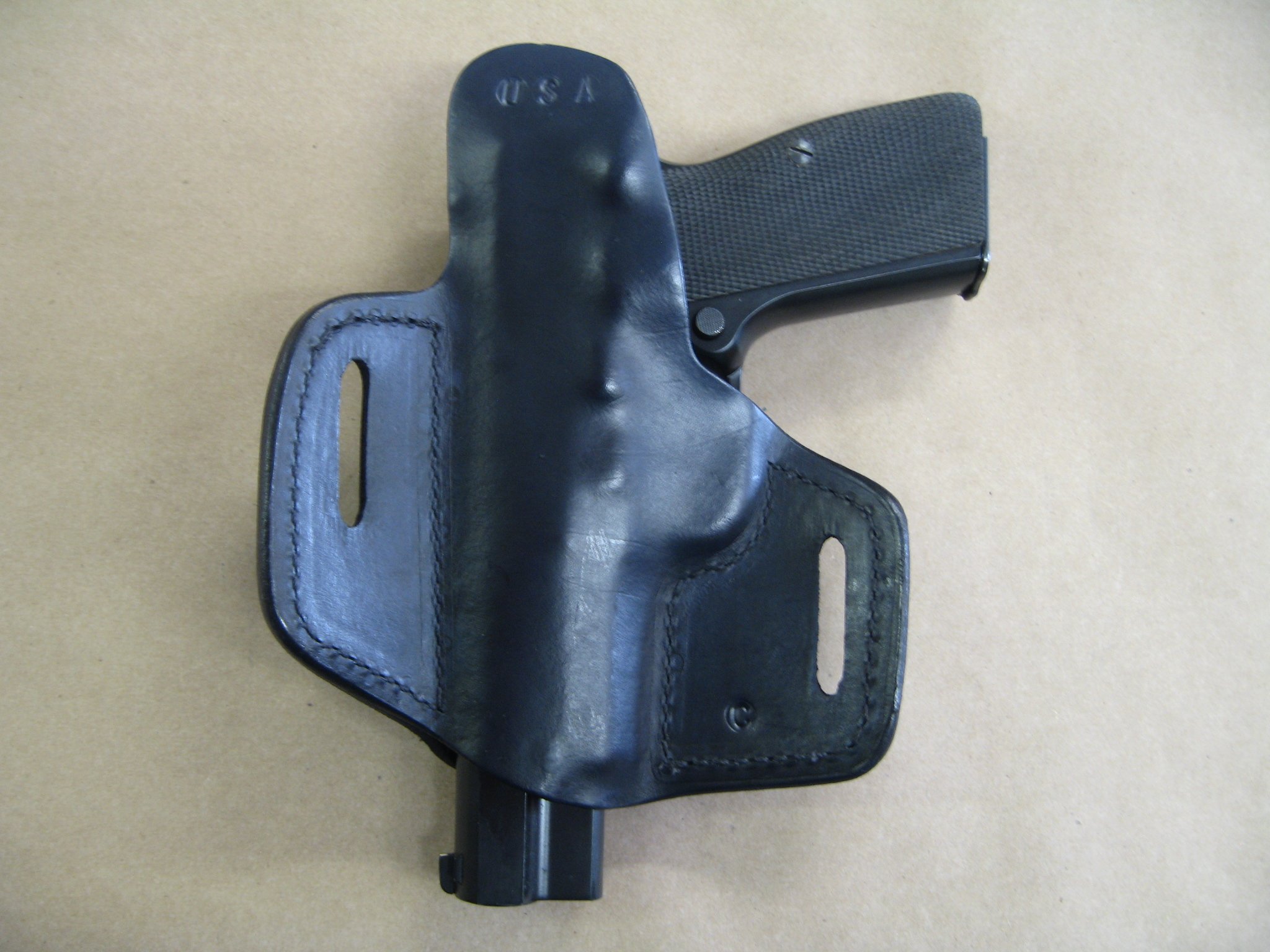 Browning High Power Leather 2 Slot Molded Pancake Belt Holster Black - Concealed Carry Holster for Comfort & Security - Perfect for Hunting, Hiking & Outdoor Activities