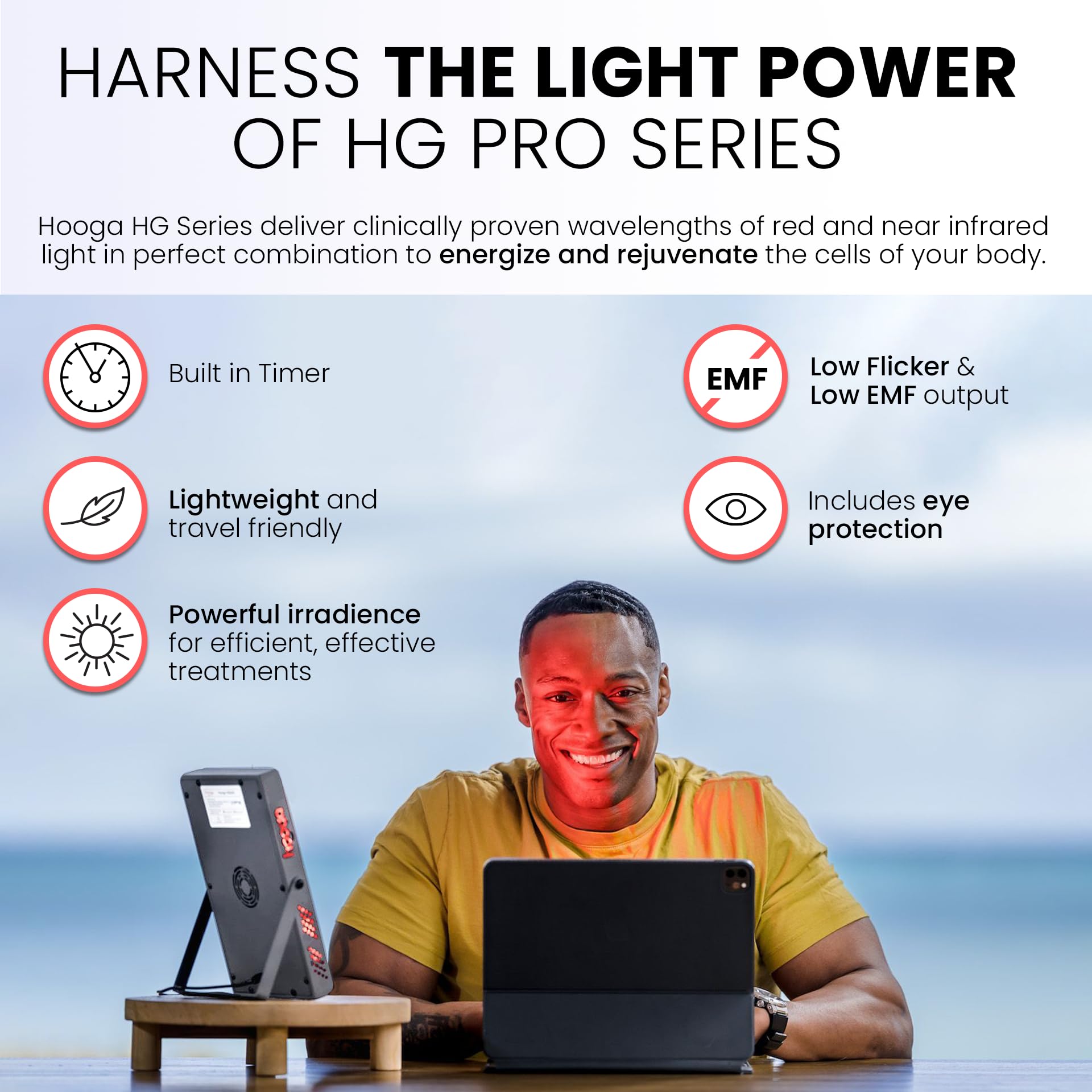Hooga HG200 Red Light Therapy Device - 660nm & 850nm Dual Wavelength Near Infrared Light Therapy Panel with Timer & Stand | Clinical Grade for Skin Rejuvenation, Pain Relief, Muscle Recovery | Home & Professional Use for Face, Body, Joint Pain Relief & Anti-Aging Treatment