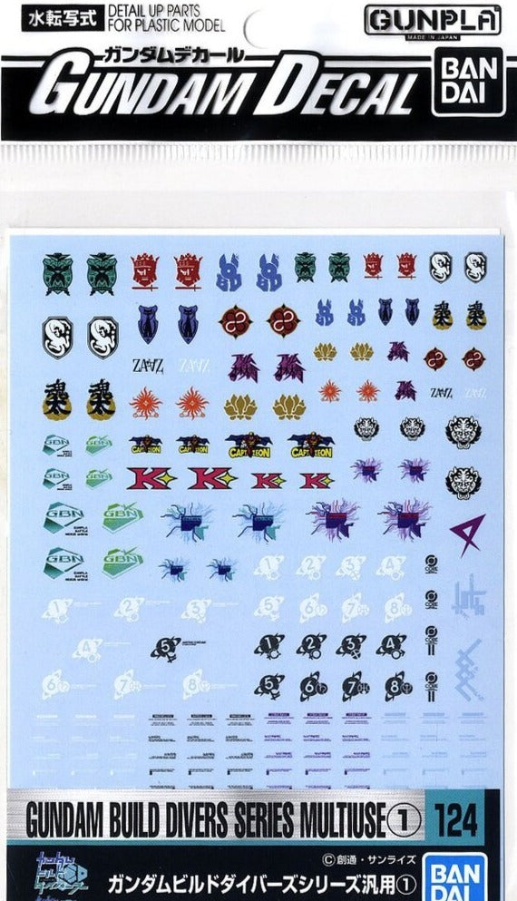 Bandai Gundam Water Slide Decals #124 - Premium Transfer Decals for Gundam Build Divers Series & Custom Model Kits - Perfect for Gunpla Builders and Scale Model Enthusiasts