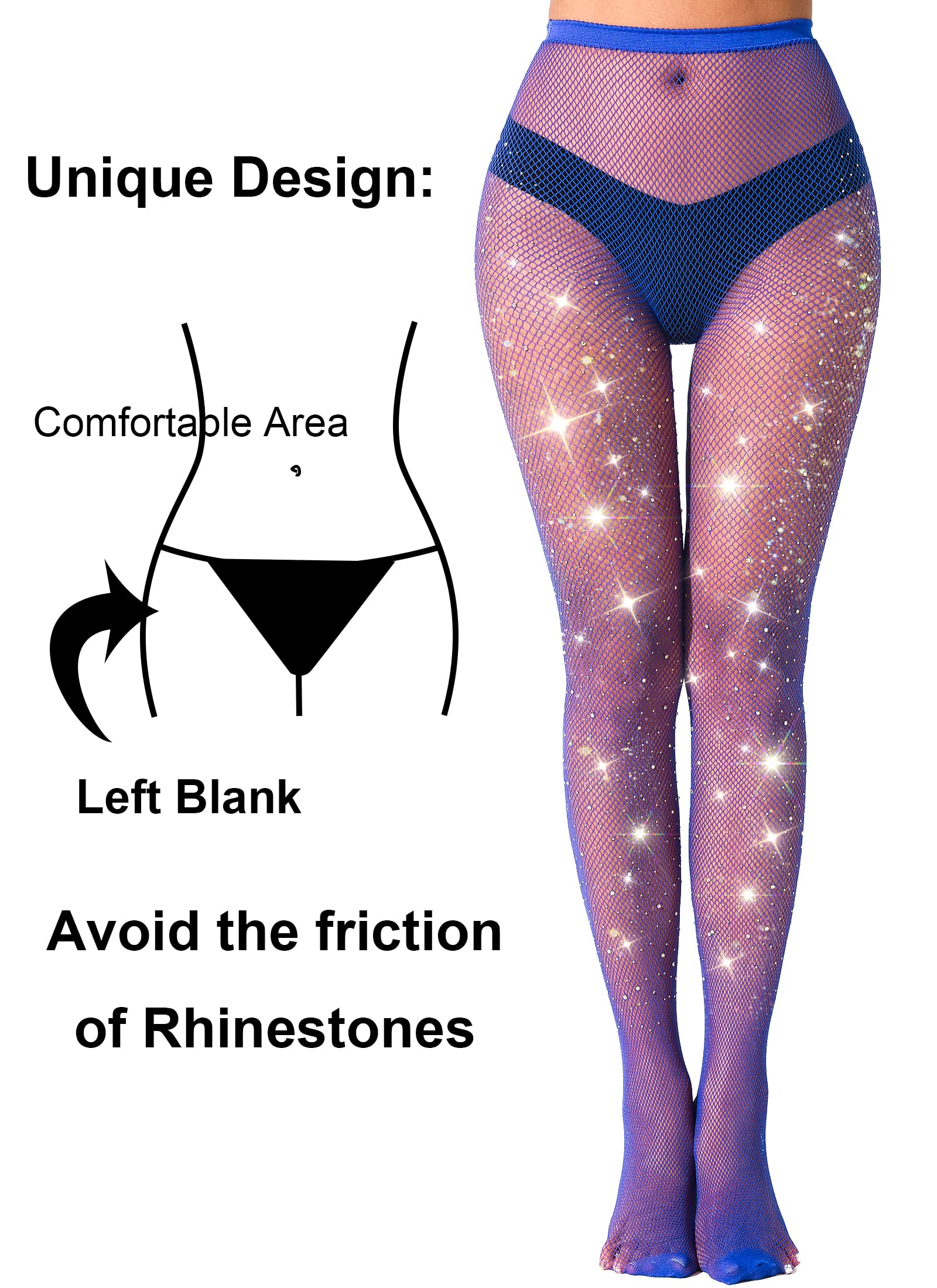 VEBZIN Extra Sparkly Holographic Fishnets Tights - Rhinestone Fishnet Stockings for Women | Shiny Party Legwear for Nightclub, Cosplay & Festivals