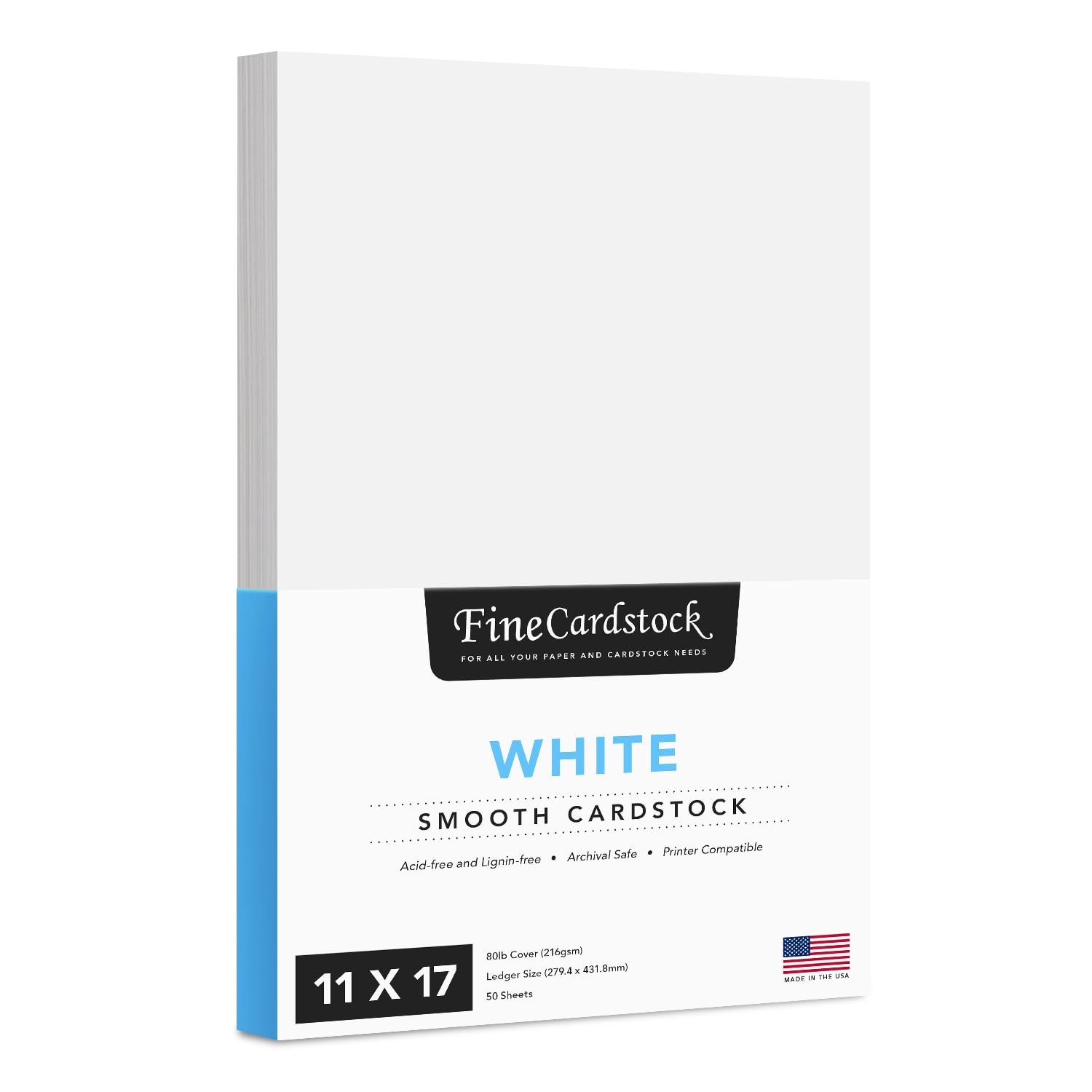 Premium 11 x 17 White Card Stock Paper - 80lb Cover (216gsm) Heavyweight Cardstock with Smooth Finish - 50 Sheets per Pack - Perfect for Arts & Crafts, Brochures, Restaurant Menus, Posters, Wedding Invitations & DIY Projects