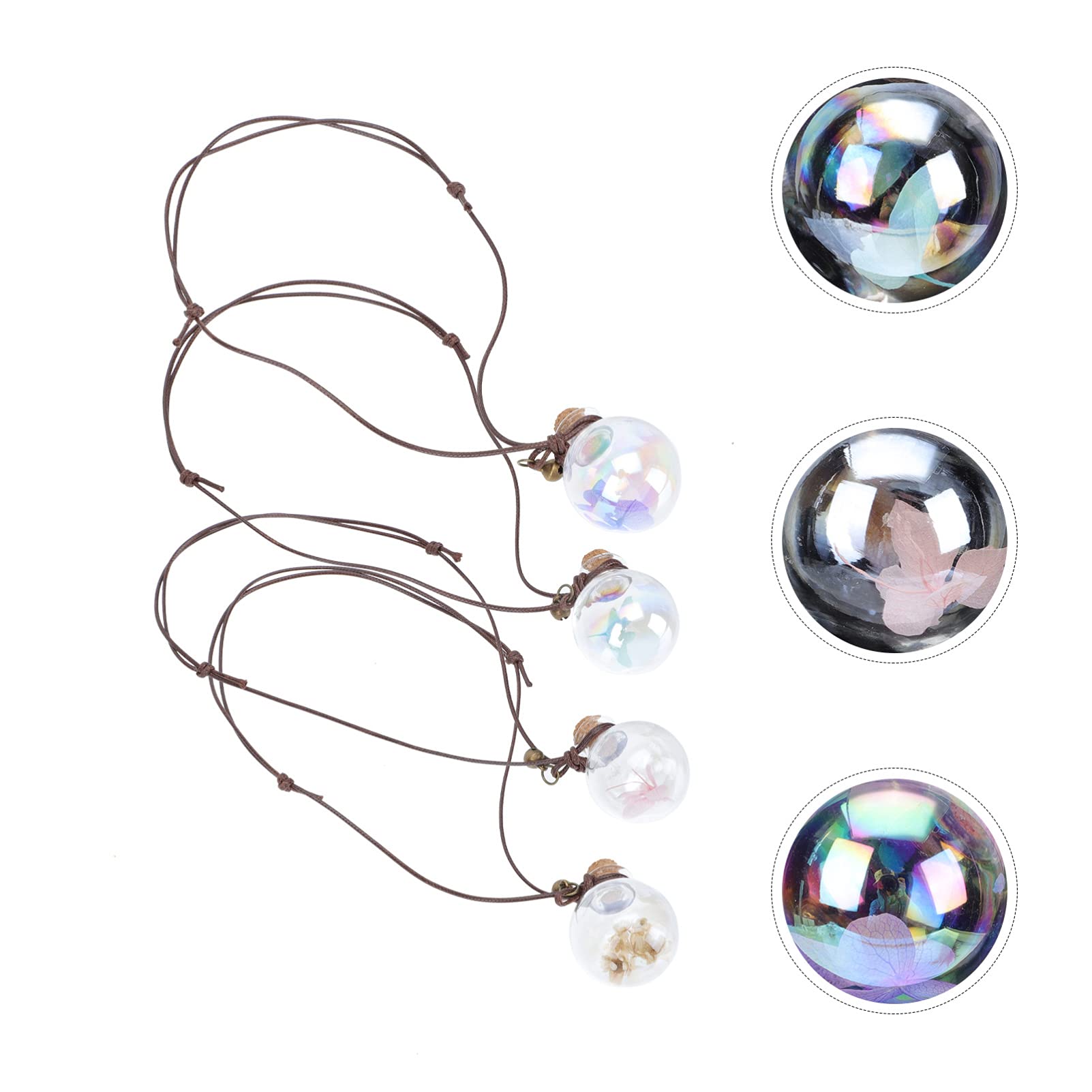 Beaupretty 4pcs Refillable Perfume Bottle Pendant - Car Interior Hanging Ornament, Glass Aromatherapy Air Freshener, Auto Perfume Necklace for Home, Office, and Travel Use