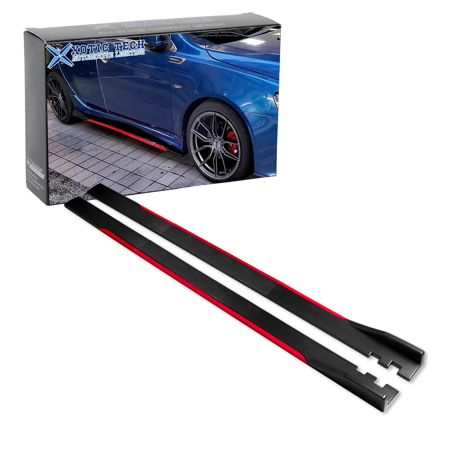 Universal Fit Car Side Skirts - Rocker Panel Protector with Splitter Winglets & Diffuser Bottom Line Extension Body Kit | Durable Automotive Styling Upgrade for Sedans, Coupes & Sports Cars | Street Racing & Show Car Enhancement