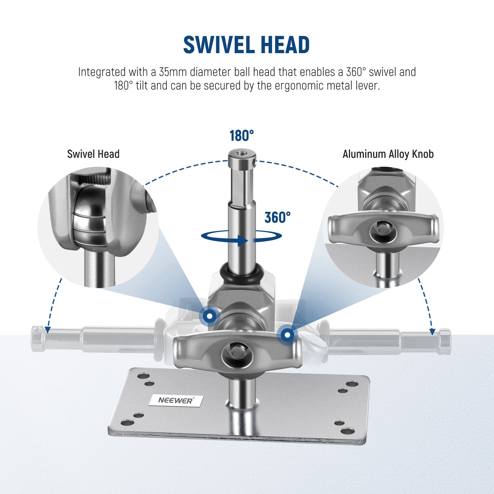 NEEWER ST WM2 6.5 Inch Universal Wall and Ceiling Mount Bracket for Security Cameras - Perfect for Indoor/Outdoor Surveillance Installation in Home, Office or Retail Stores