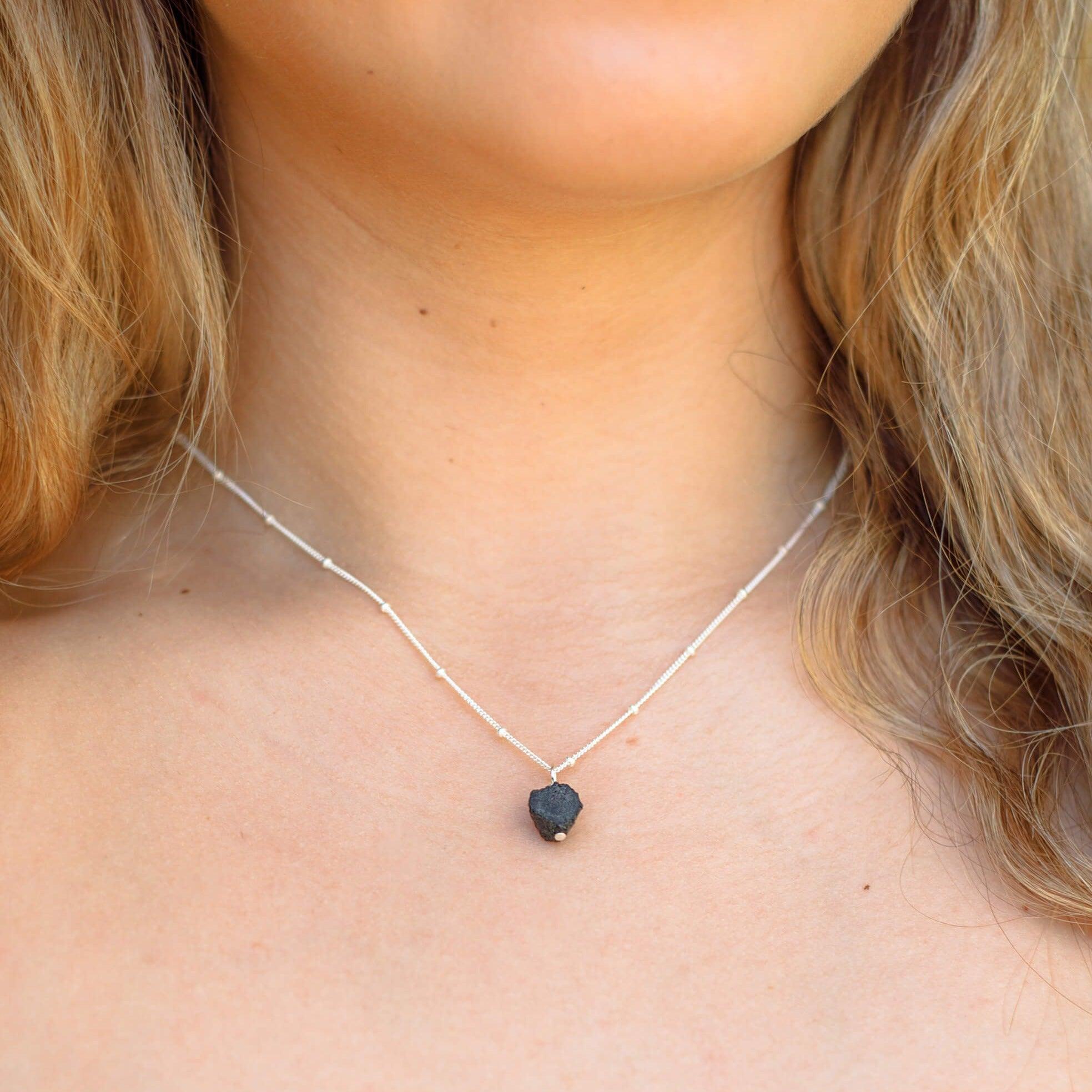 Natural Tiny Raw Black Tourmaline Pendant Necklace for Women - Healing Crystal Jewelry for Protection & Energy Cleansing | Perfect for Meditation, Yoga & Spiritual Gifts
