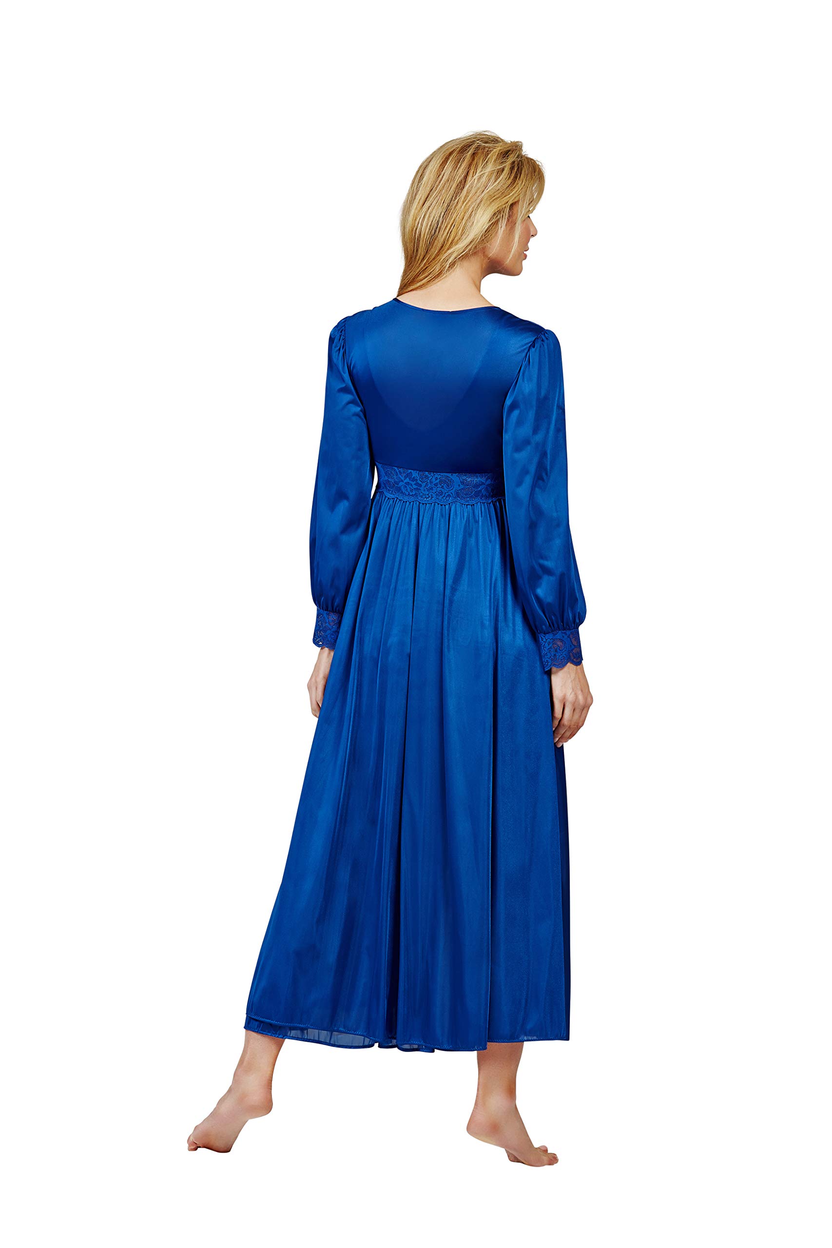 Shadowline Women's Nightgown and Robe Peignoir Set - Silhouette Nylon Long Sleep Dress with High-Low Hem - Perfect for Bridal Lingerie, Honeymoon, Anniversary Gifts & Relaxing at Home