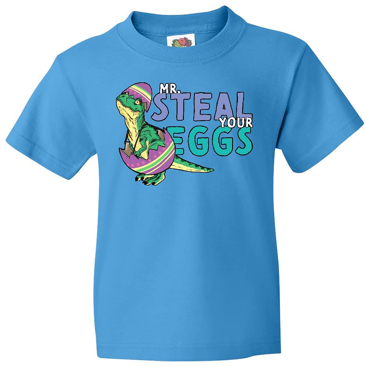 Inktastic Easter Baby T-Rex Disguised As Mr. Steal Your Eggs Youth T-Shirt - Fun Dinosaur Graphic Tee for Kids - Perfect for Easter Egg Hunts, Birthday Parties & School Events