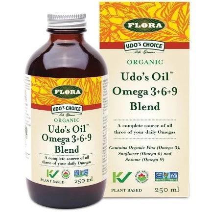Organic Udo's Oil 3-6-9 Blend by Flora - 250ml | Essential Fatty Acid Supplement for Heart, Brain & Skin Health | Perfect for Smoothies, Salads & Daily Wellness