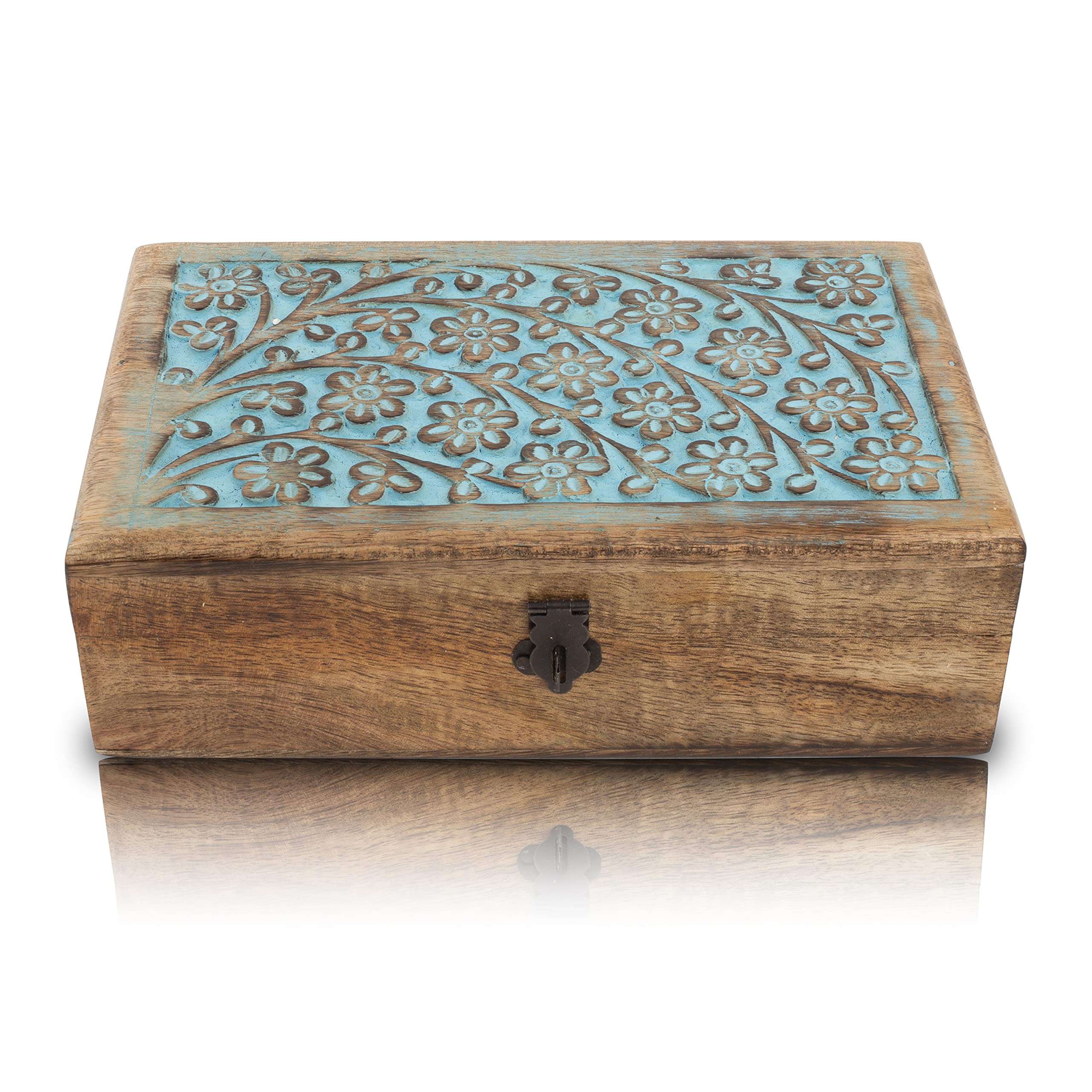 Handmade Wooden Jewelry Box with Lock & Key - Jewelry Organizer, Keepsake Box, Watch Storage - Perfect Birthday, Housewarming Gift for Women - Great for Travel, Home Decor, and Special Occasions