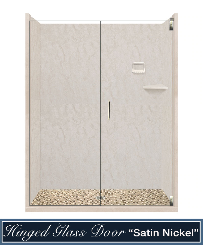 Premium Rafe Marble Alcove Shower Kit with 3 Accent Options (Liner Optional) - Luxury Bathroom Upgrade for Modern Homes & Spa-Like Experience