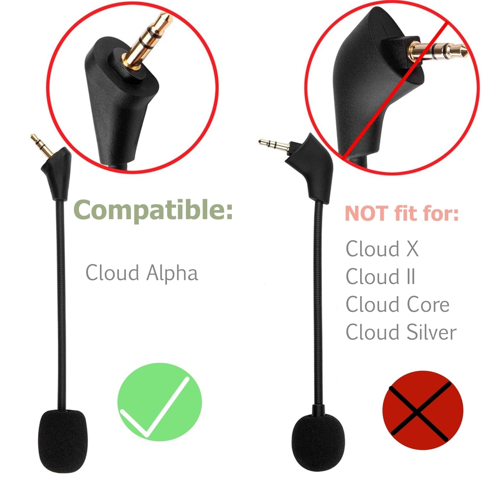 HyperX Cloud Alpha Gaming Headset Replacement Microphone - 3.5mm Detachable Boom Mic Compatible with PS4, Xbox One, Nintendo Switch & PC - Perfect for Online Gaming, Streaming & Voice Chat