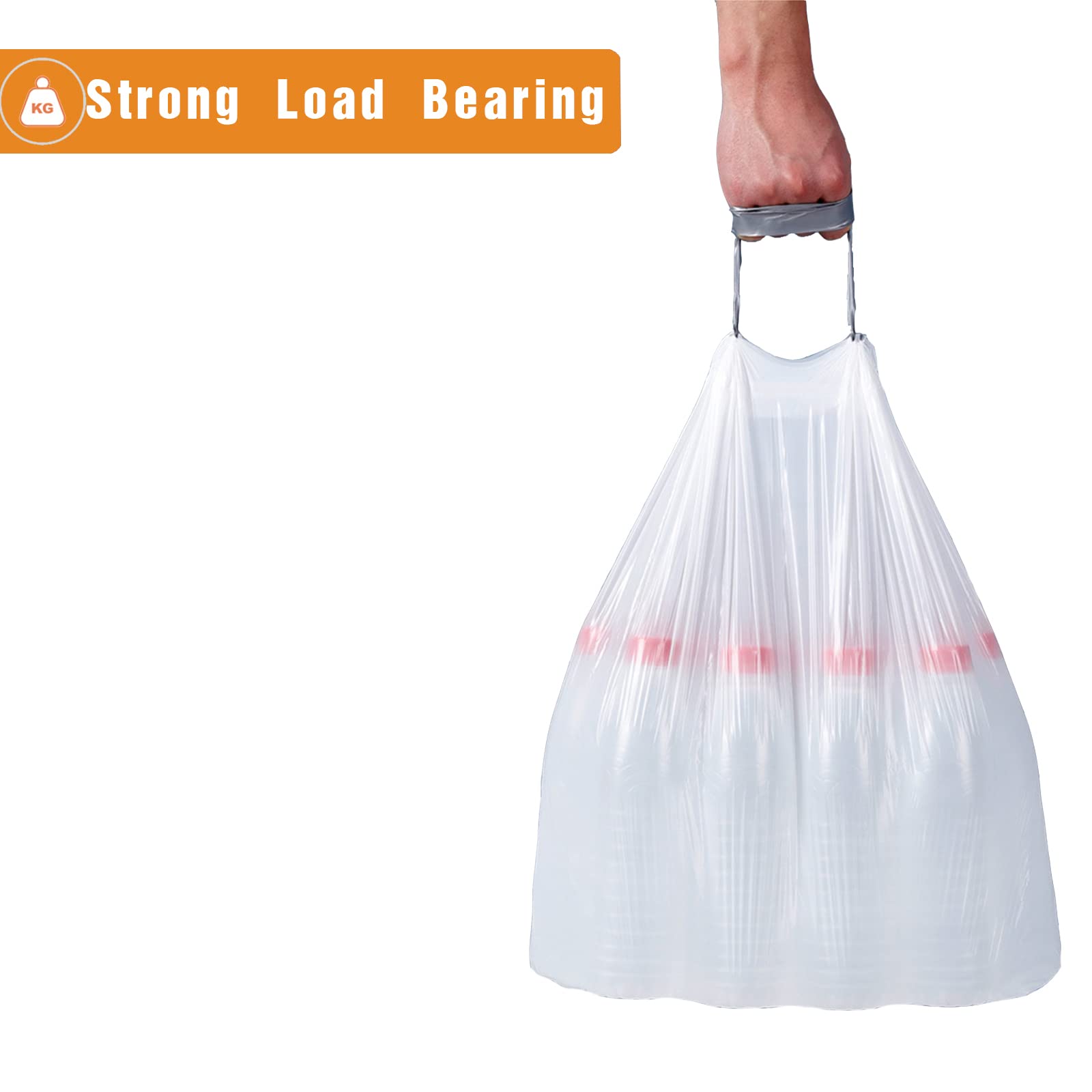 **3 Pack (150 Count) Heavy Duty 8 Gallon Trash Bags with Reinforced Drawstring - Leak-Proof & Tear-Resistant - Compatible with Simplehuman Code G 1.2 Mil White Garbage Can Liners (8 Gallon/30L) - Perfect for Kitchen, Bathroom & Office Waste Disposal**