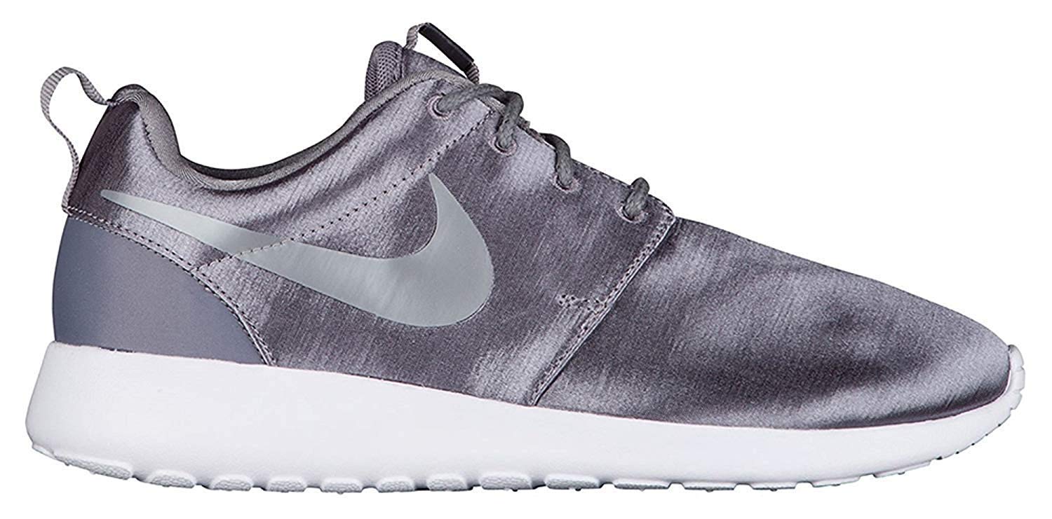Nike Women's Roshe One PRM Running Shoes - Silver/White, Size 10 | Lightweight & Comfortable for Jogging, Gym Workouts & Casual Wear
