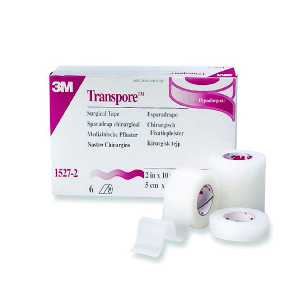 3M Transpore Surgical Tape - 2 Inch x 10 Yard (60 Pack) - Breathable Medical Tape for Wound Care, First Aid, Bandage Securing - Ideal for Hospitals, Clinics, and Home First Aid Kits