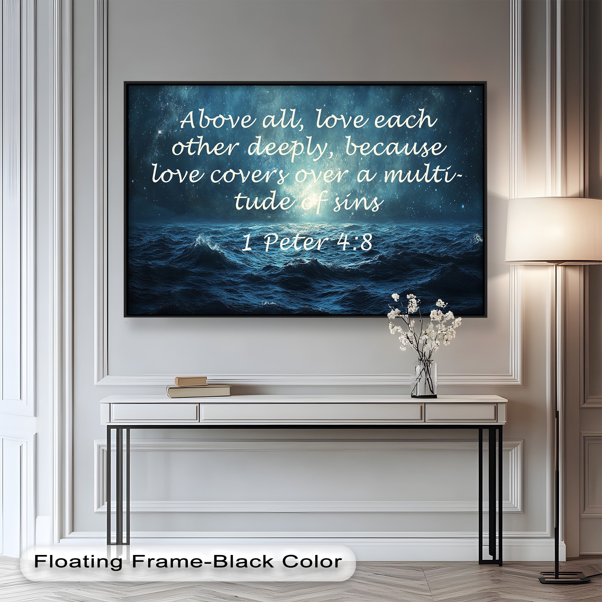 1 Peter 4:8 Love and Forgiveness Bible Verse Oil Painting - Christian Home Decor, Religious Wall Art, Gift for Baptism & Weddings