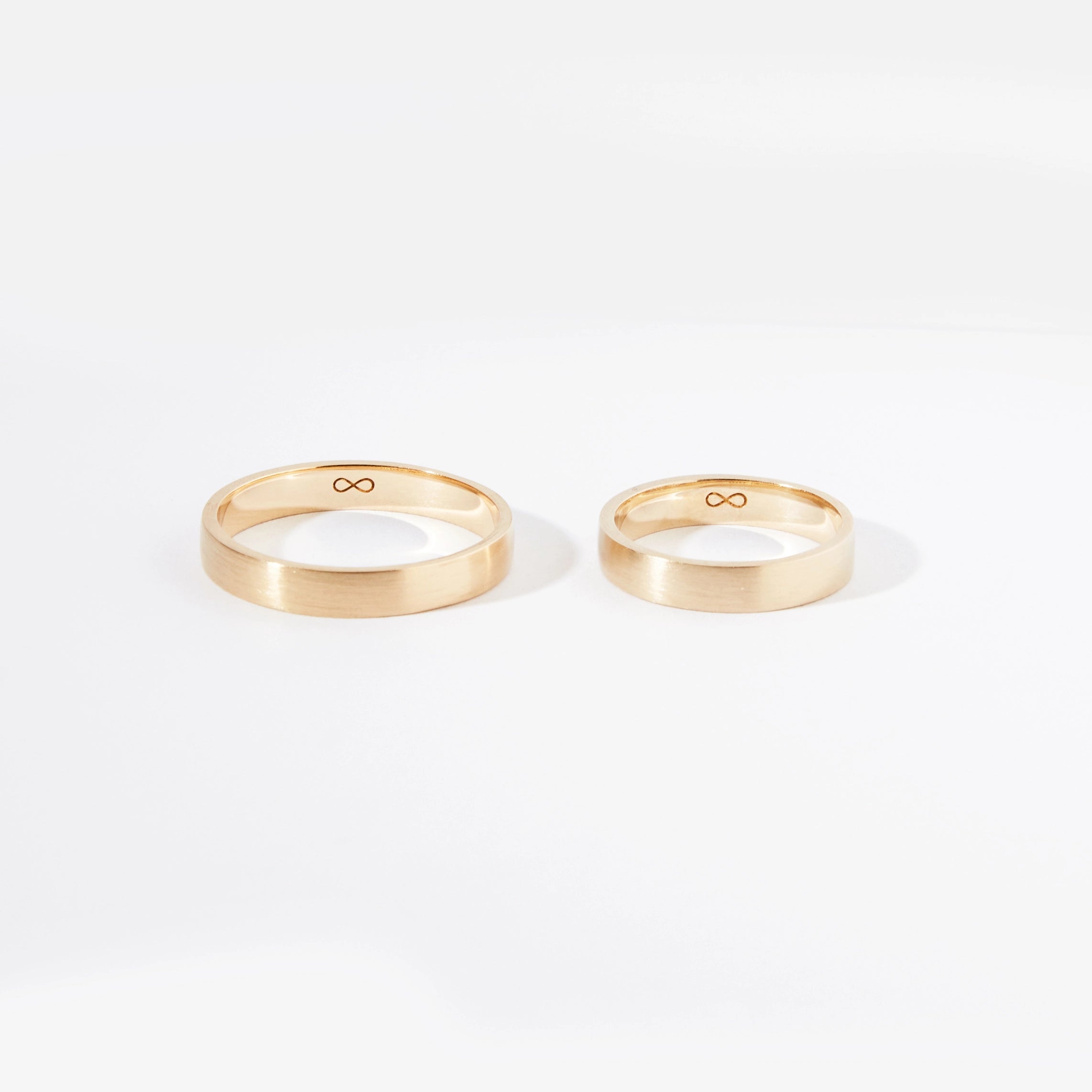 Infinity Love Wedding Band Set of 2 - 14K Yellow Gold Brushed Finish Rings for Couples | Perfect for Anniversaries, Engagements & Romantic Gifts