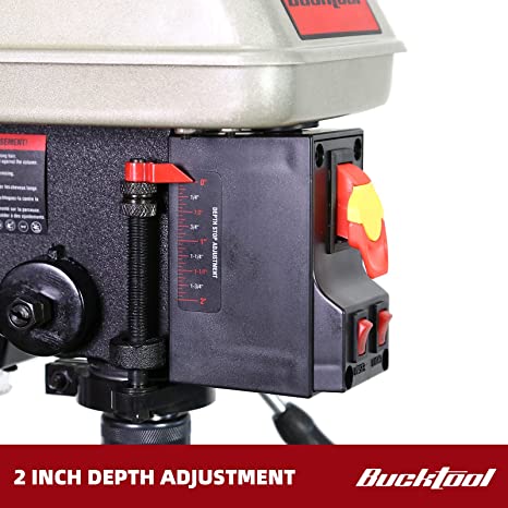 BUCKTOOL 10 Inch 6.2 Amp 3/4 HP Benchtop Drill Press - 5-Speed Adjustable Bench Drill Machine with LED Work Light for Woodworking, Metalworking & DIY Projects