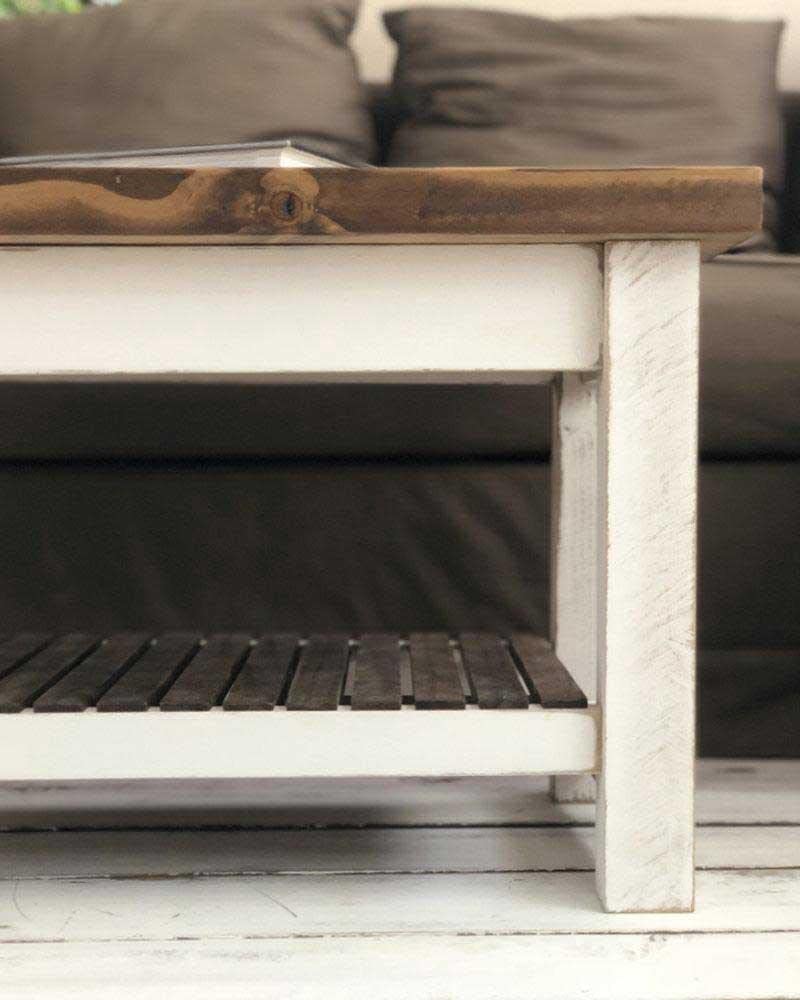 Headhouse Table No. 2: Solid Wood Farmhouse Coffee Table - Early American & Black Finish - Perfect for Living Room, Rustic Home Decor & Cozy Gatherings