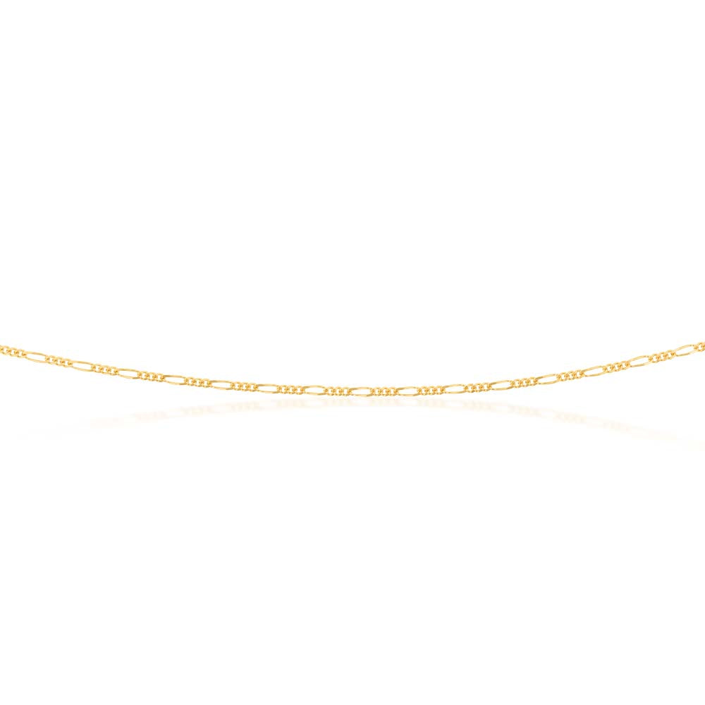 9ct Yellow Gold 40 Gauge 1:3 Figaro Chain 51cm - Elegant Jewelry for Women & Men, Perfect for Daily Wear, Special Occasions & Gifts