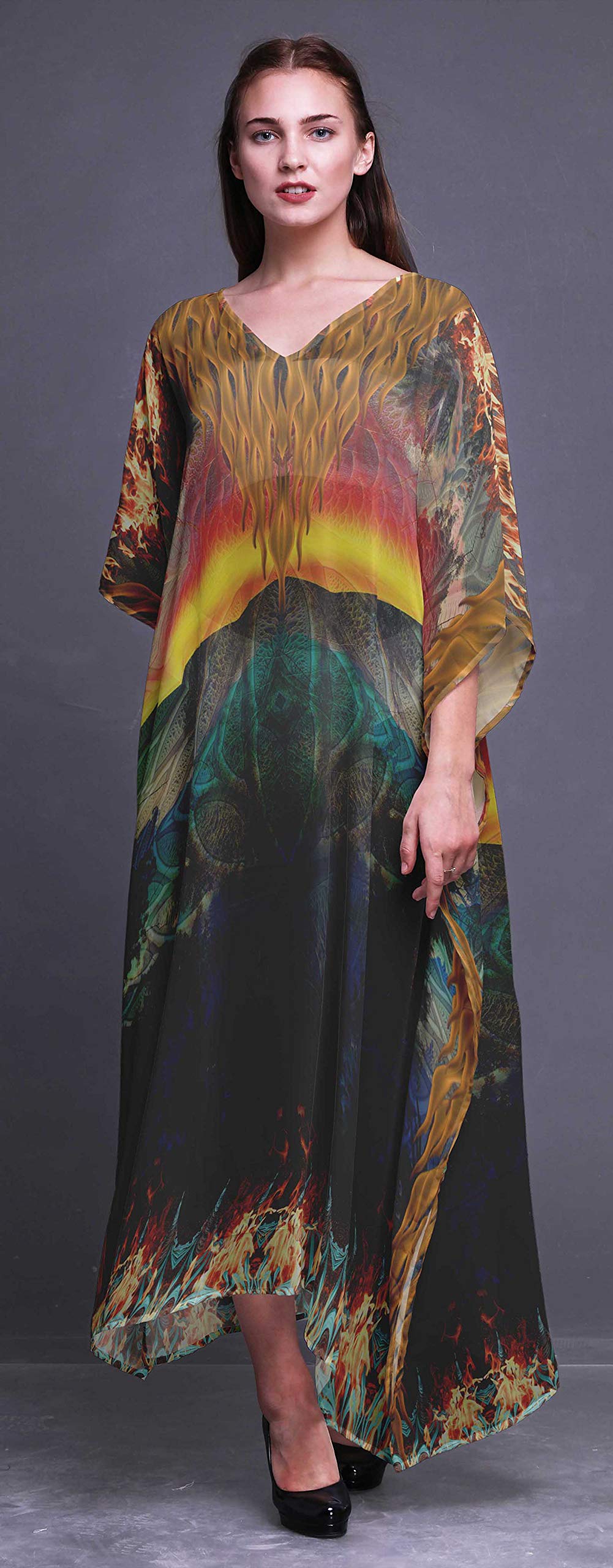 Stylish Women's Long Beach Kaftan - Flowy Bikini Cover Up Maxi Dress for Summer Vacation, Pool Party & Beach Getaway