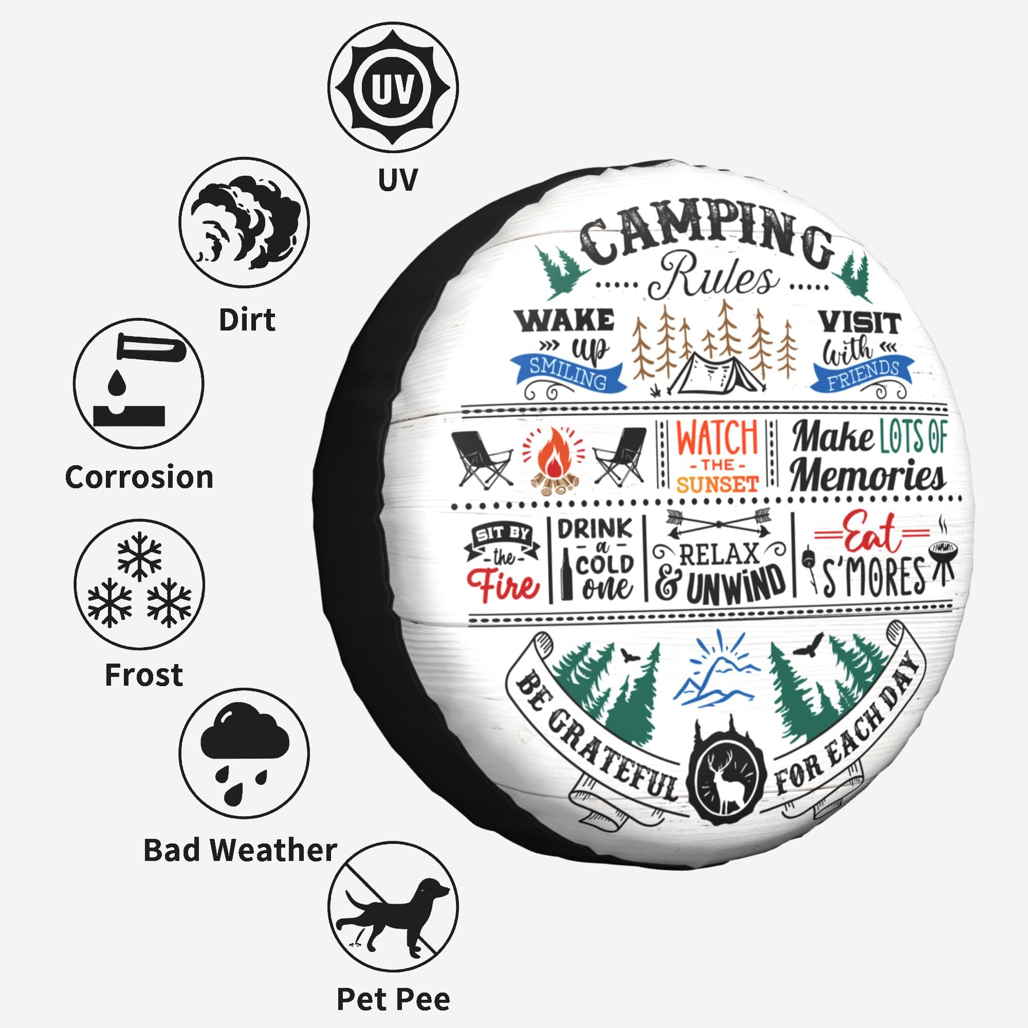 Universal 14 Inch Weatherproof RV Spare Tire Cover - Camper, Trailer, SUV & Truck Wheel Protector for Outdoor Travel & Camping Adventures