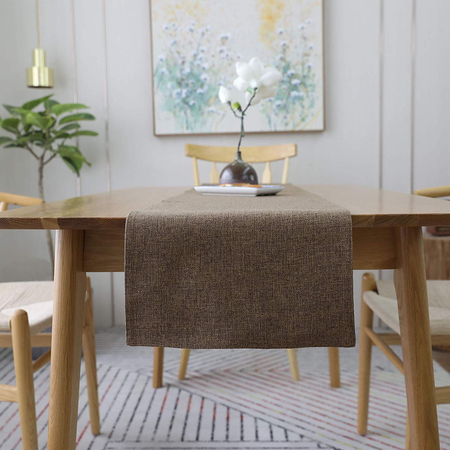 Jute Table Runner Heat Resistant, 12x36 Inches Brown Dining Table Runner for Wedding Party, Dining Table Decor, Kitchen Table, and Outdoor Events