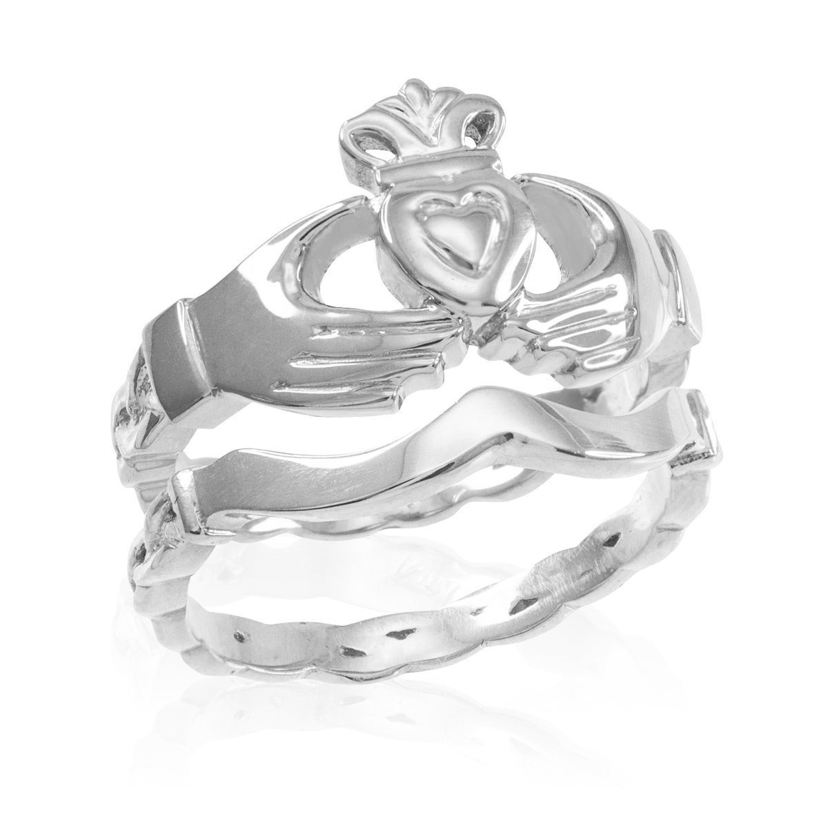 925 Sterling Silver Claddagh Engagement & Wedding Ring Set - High Polish Finish for Women, Irish Celtic Love Knot Design, Perfect for Proposals, Anniversaries & Romantic Gifts